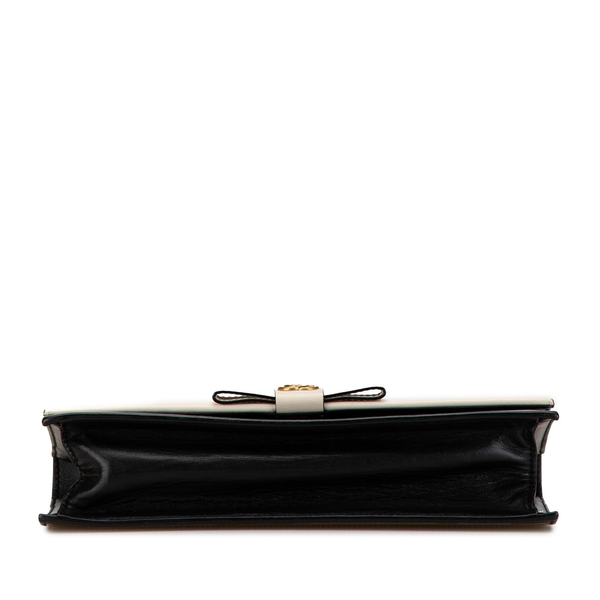 Gucci GG Marmont Ribbon SHG-8Fv04O Leather Calf Black White Crossbody Bag