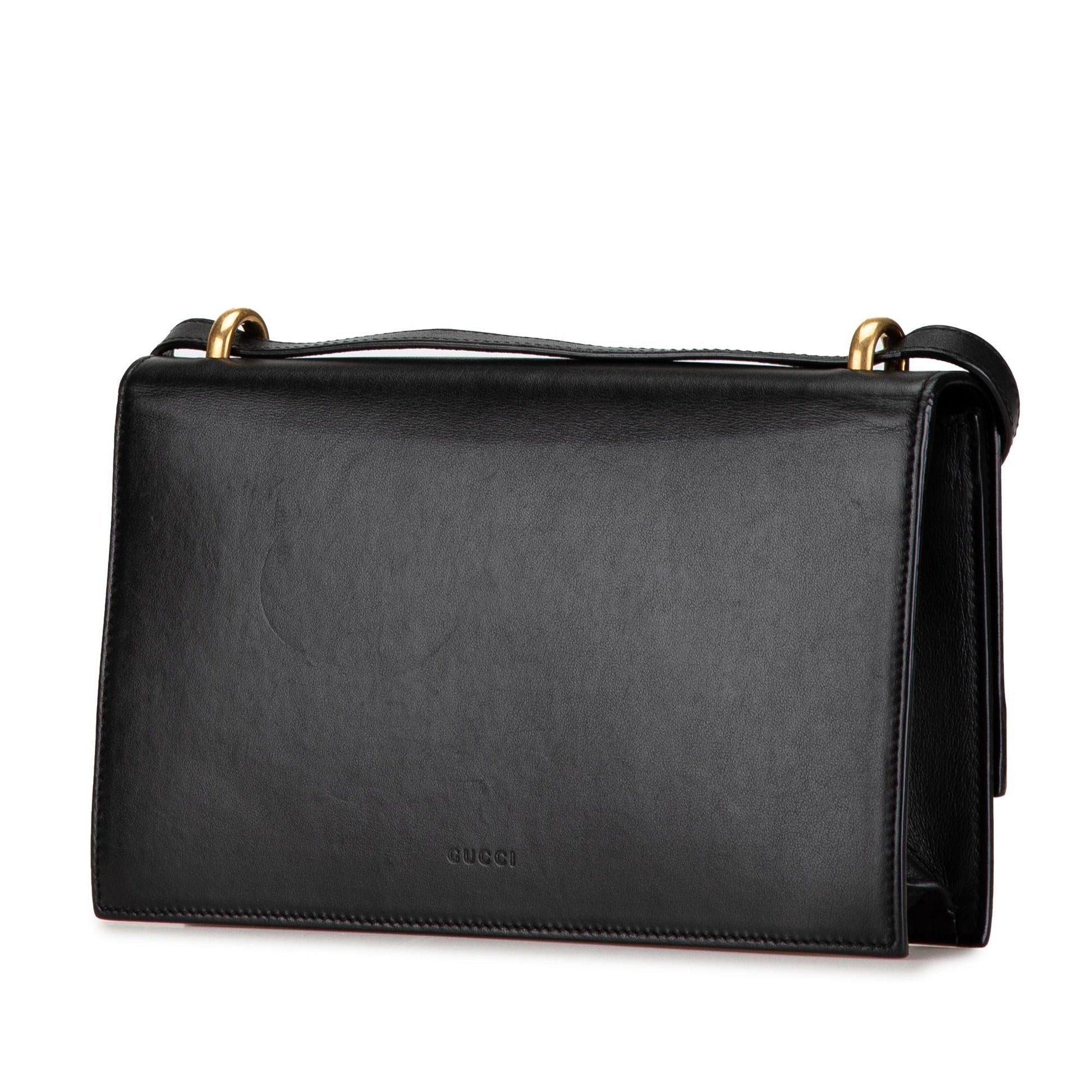 Gucci GG Marmont Ribbon SHG-8Fv04O Leather Calf Black White Crossbody Bag
