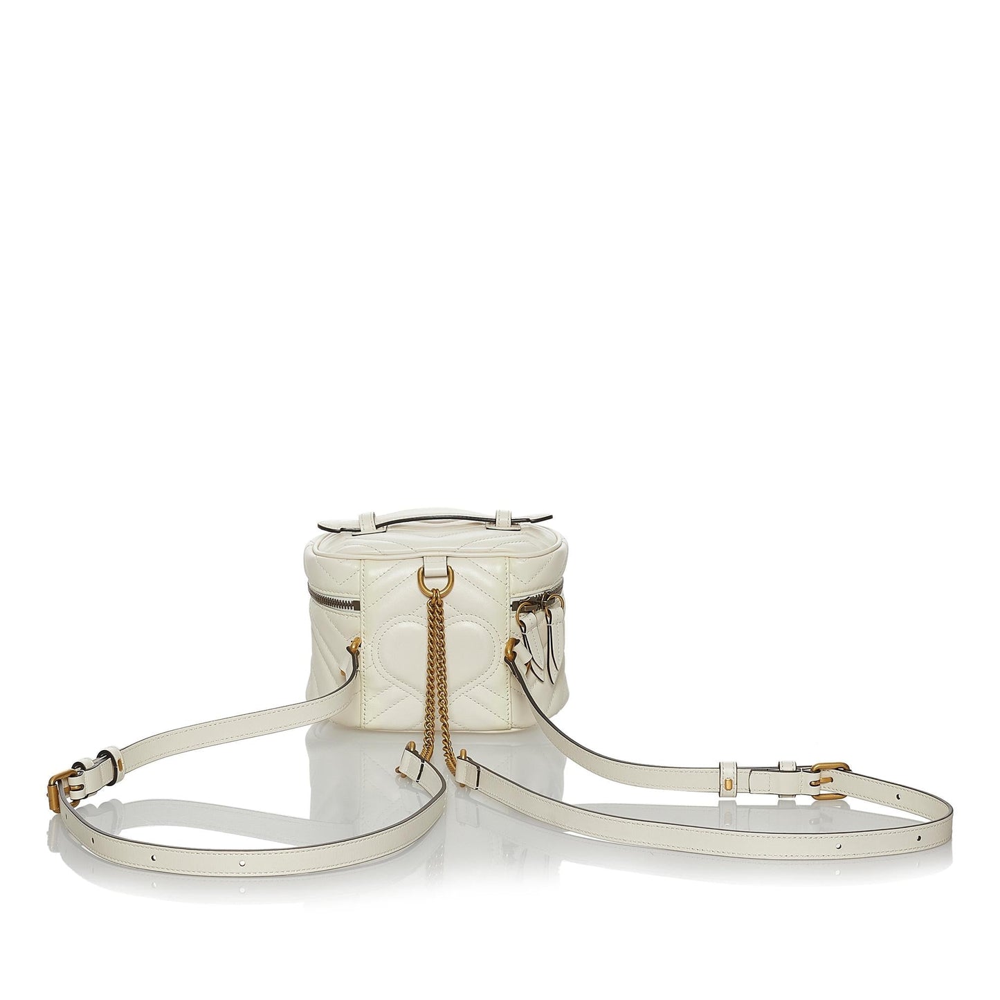 Gucci GG Marmont Round Backpack SHG Leather Calf White