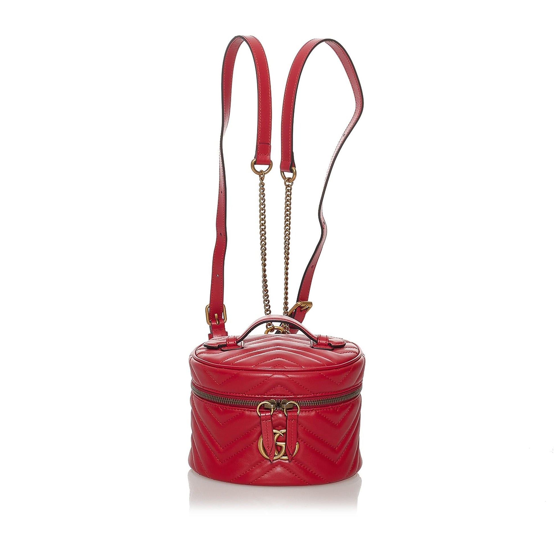 Gucci GG Marmont Round Backpack SHG Leather Calf Red 3