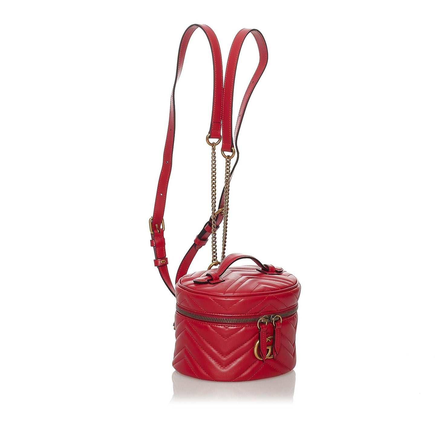 Gucci GG Marmont Round Backpack SHG Leather Calf Red 3