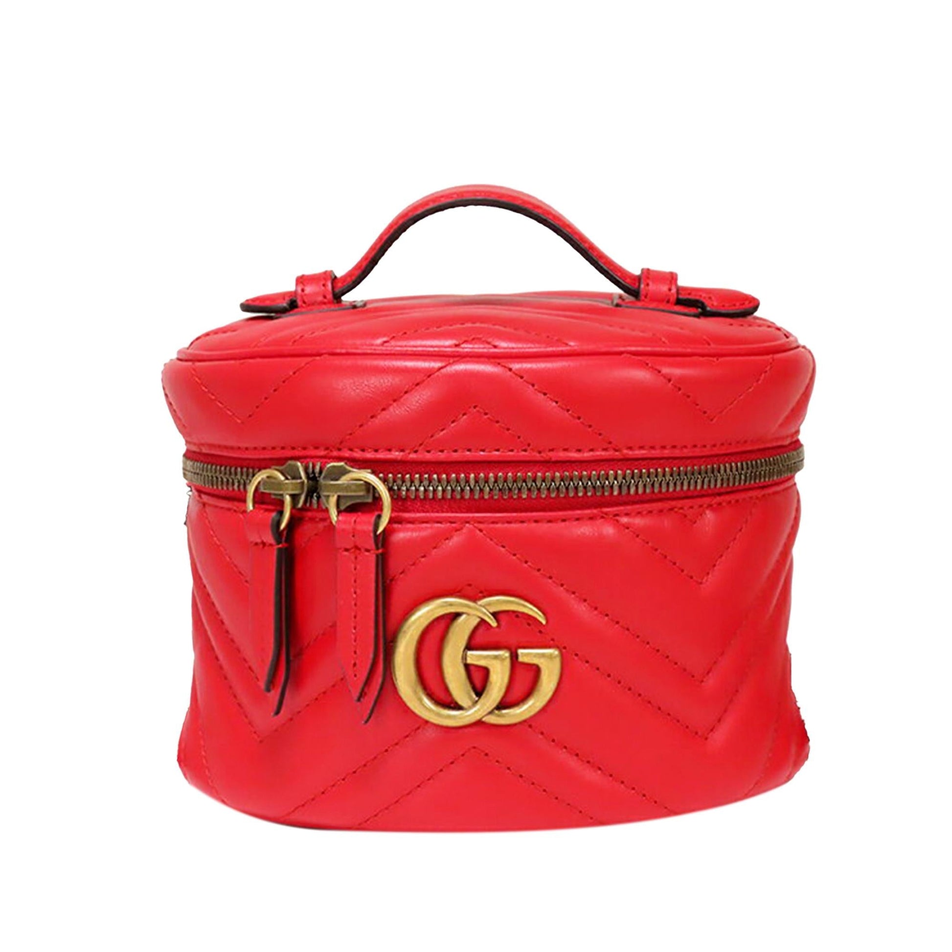 Gucci GG Marmont Round Backpack SHG Leather Calf Red