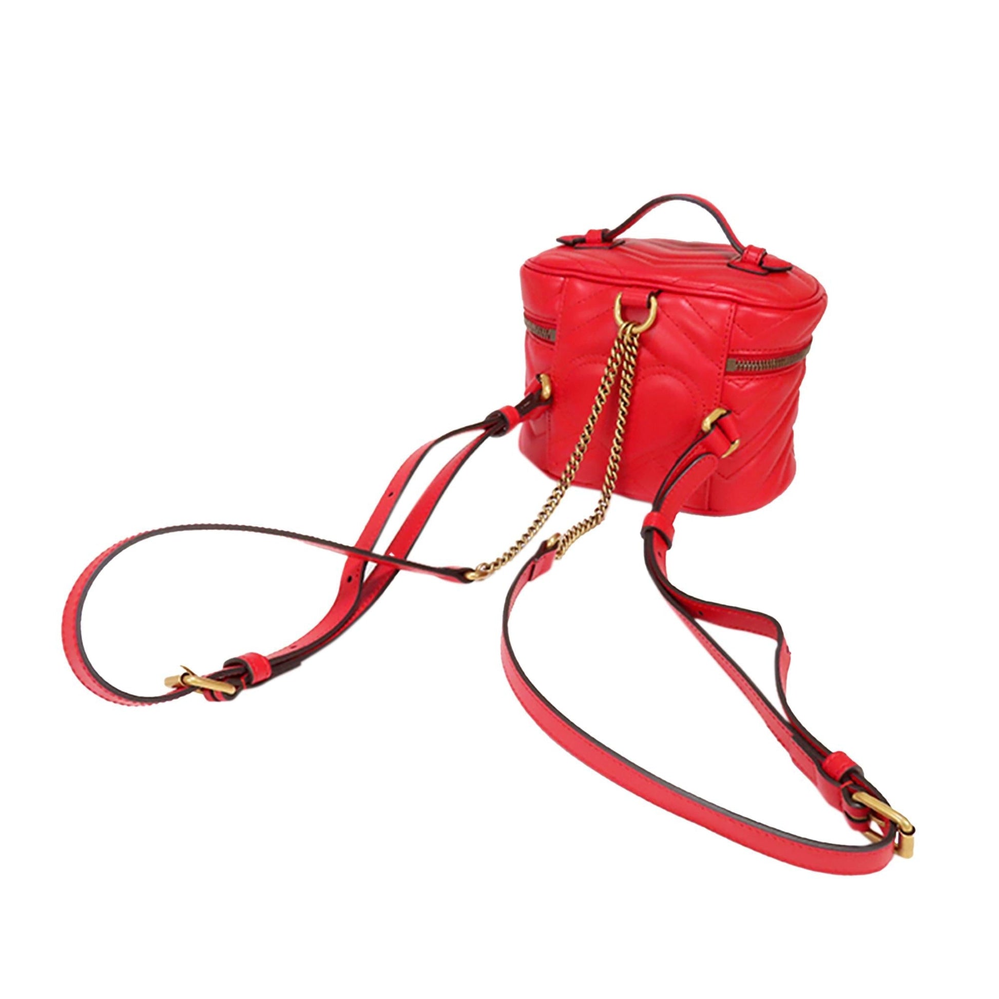 Gucci GG Marmont Round Backpack SHG Leather Calf Red Backpack Shg