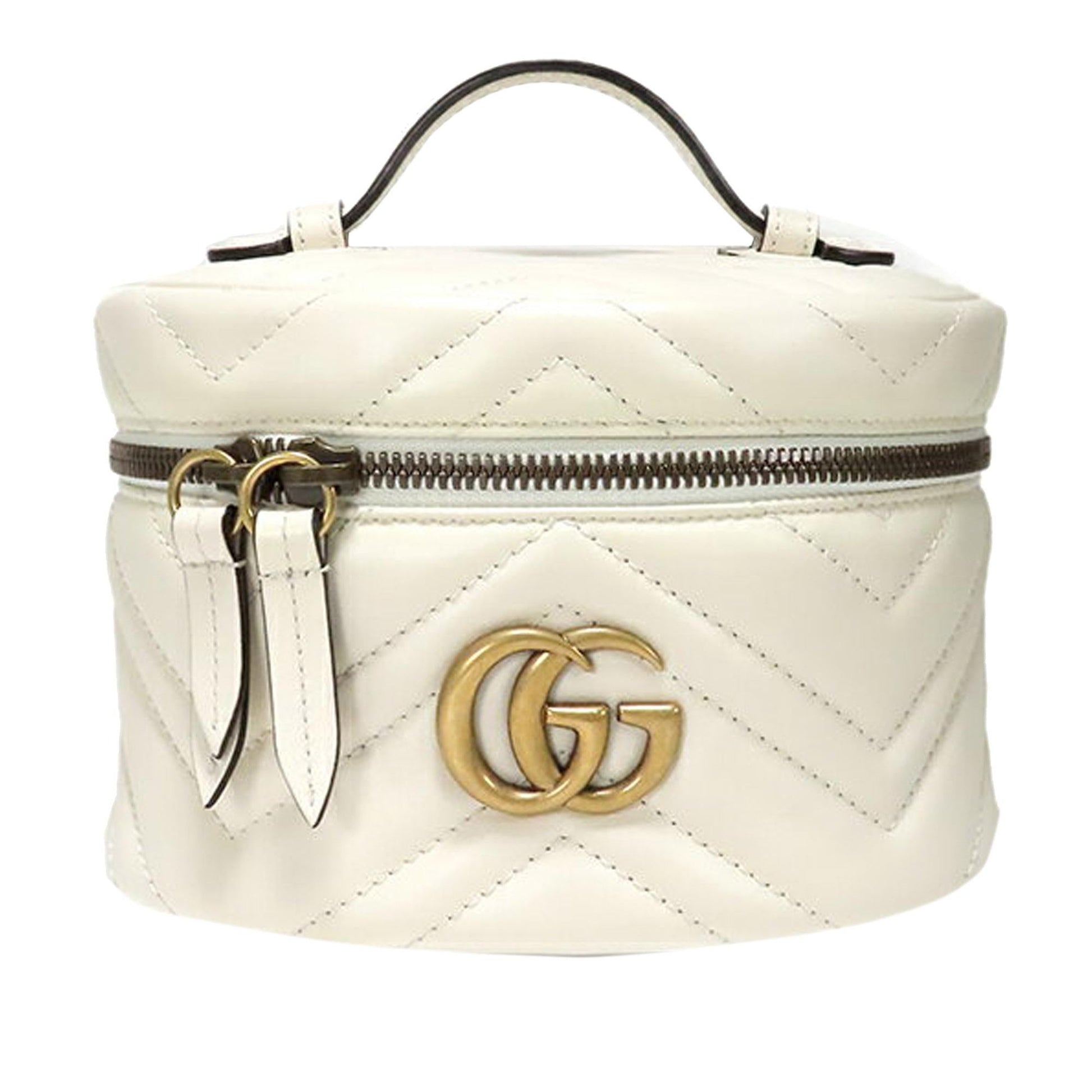 Gucci GG Marmont Round Backpack SHG-oXsHC9 Leather Calf White
