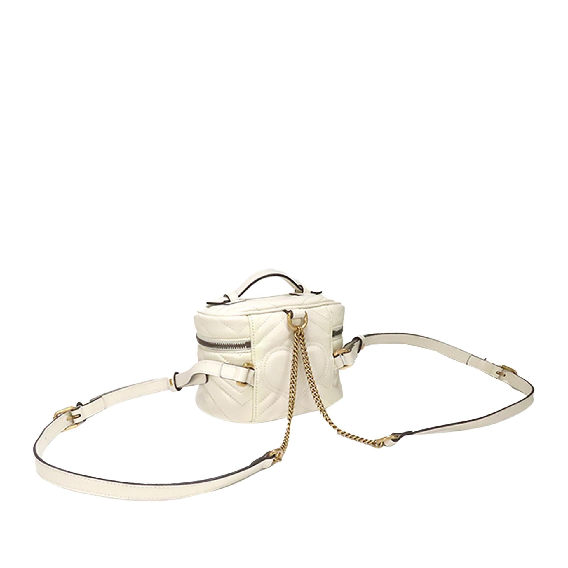 Gucci GG Marmont Round Backpack SHG-oXsHC9 Leather Calf White
