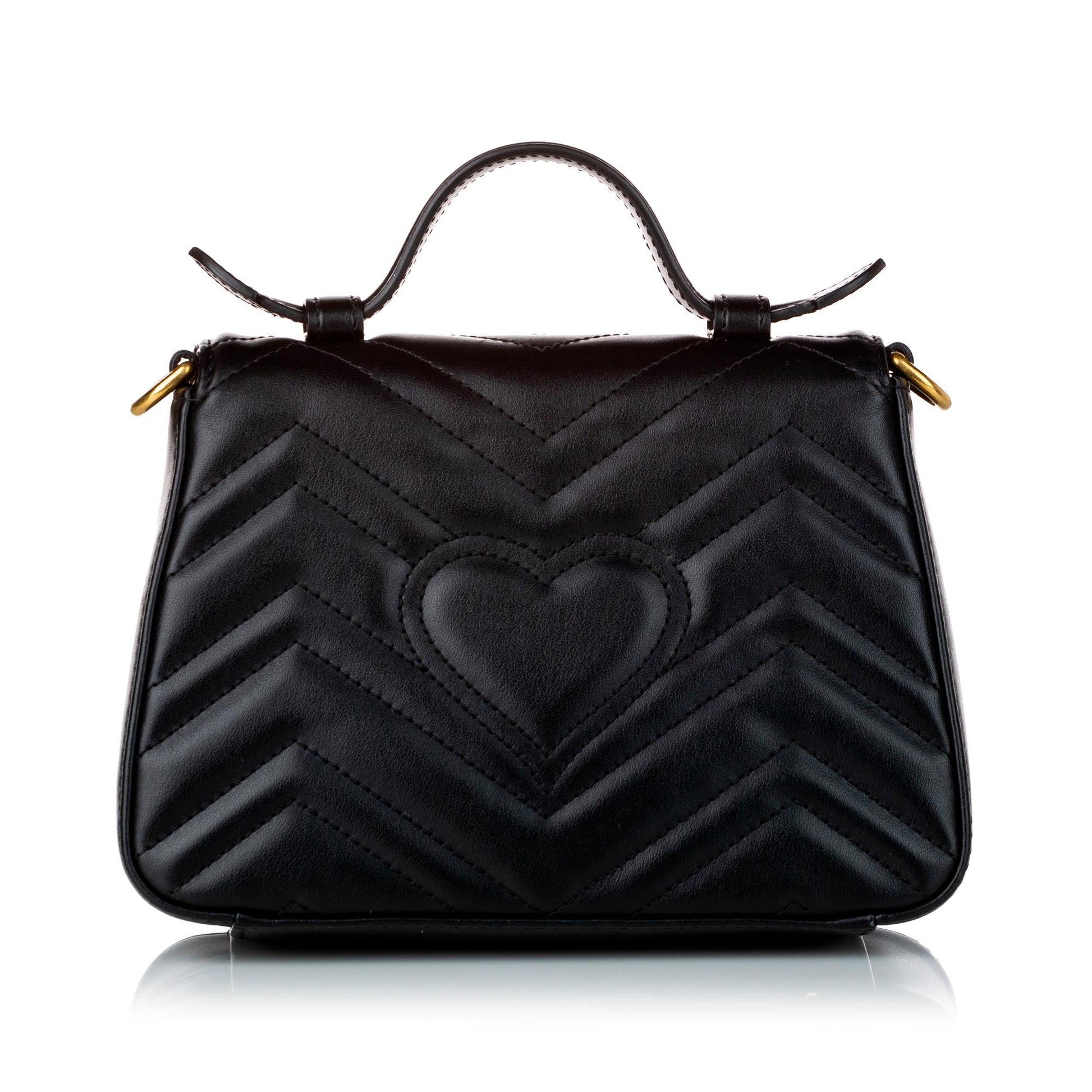 Gucci GG Marmont SHG Leather Calf Black Satchel Bag