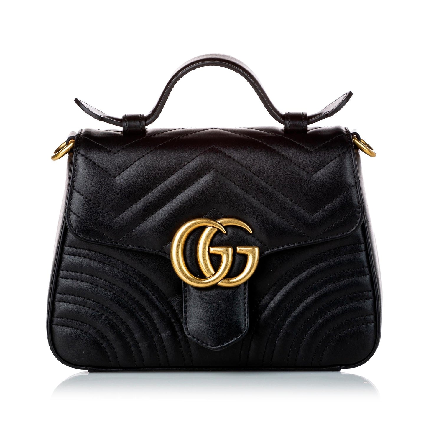 Gucci GG Marmont SHG Leather Calf Black Satchel Bag