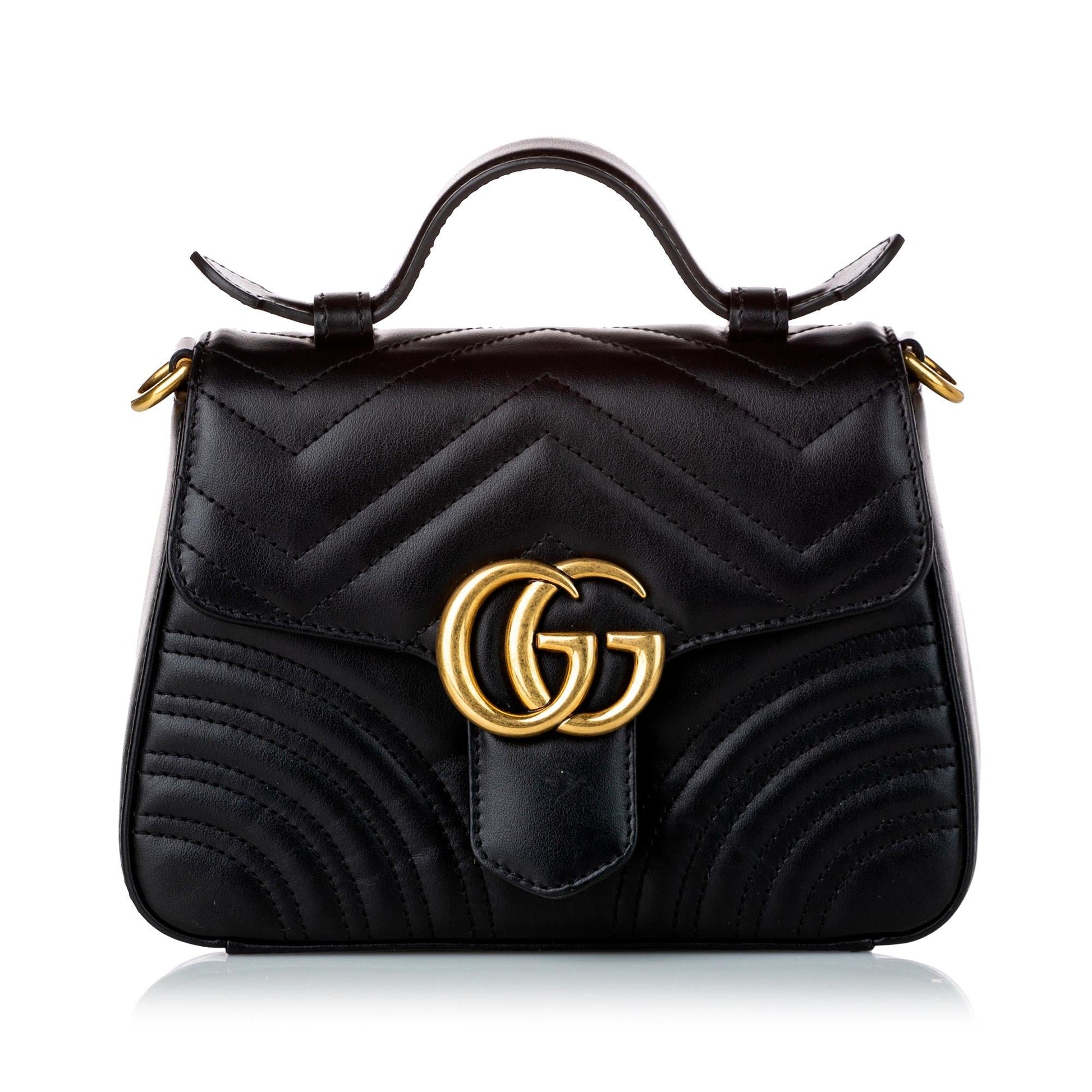 Gucci GG Marmont SHG Leather Calf Black Satchel Bag