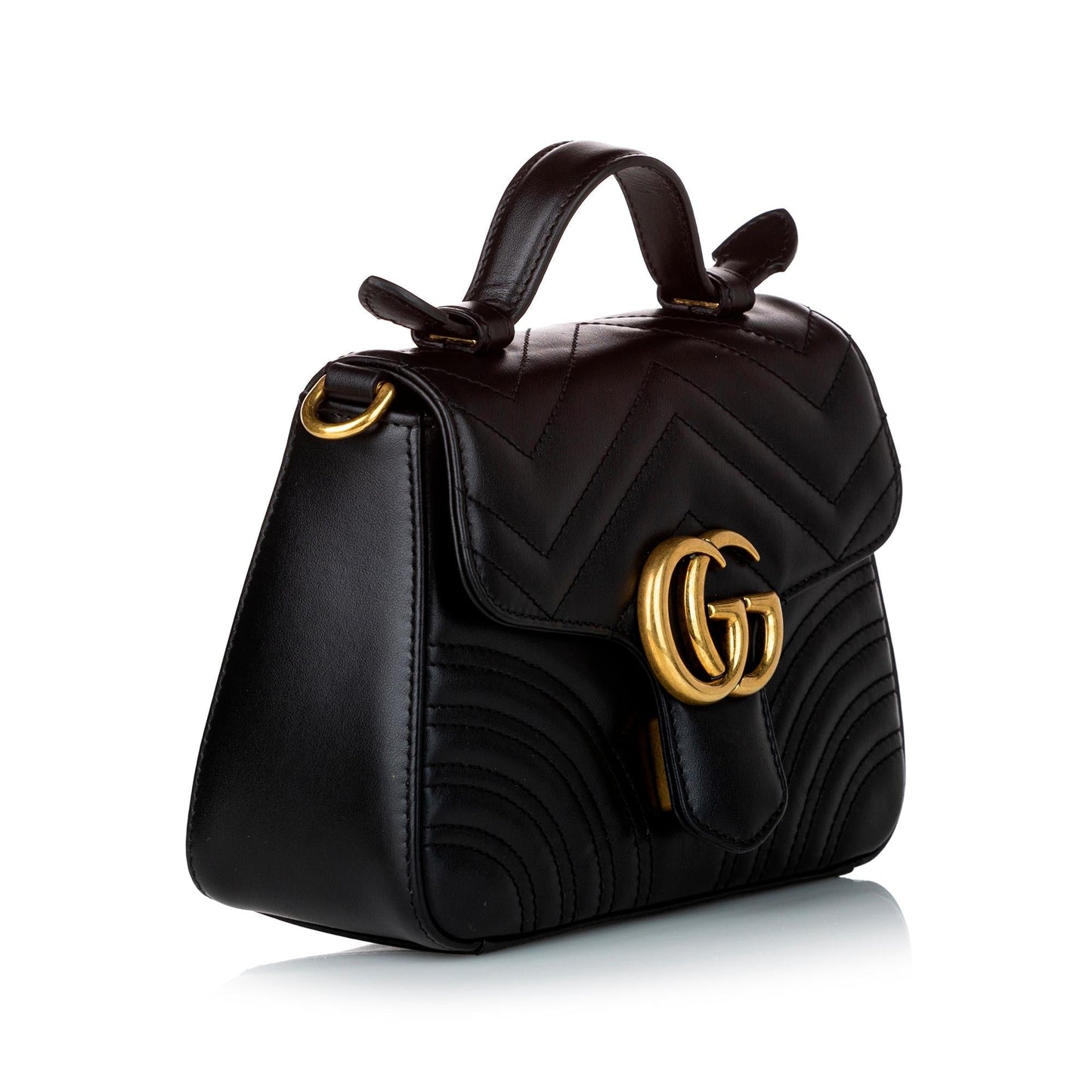 Gucci GG Marmont SHG Leather Calf Black Satchel Bag