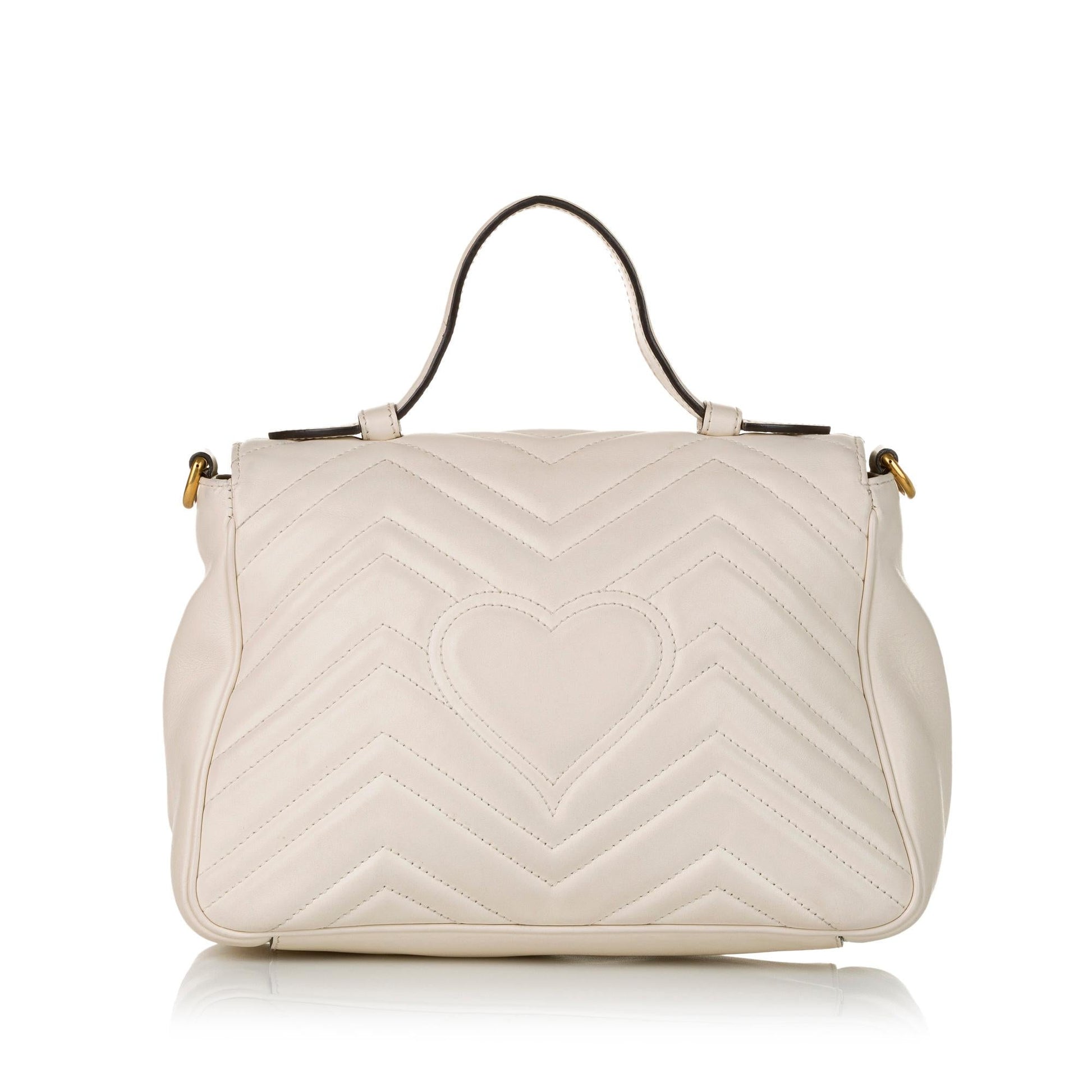 Gucci GG Marmont SHG Leather Calf White Satchel Bag