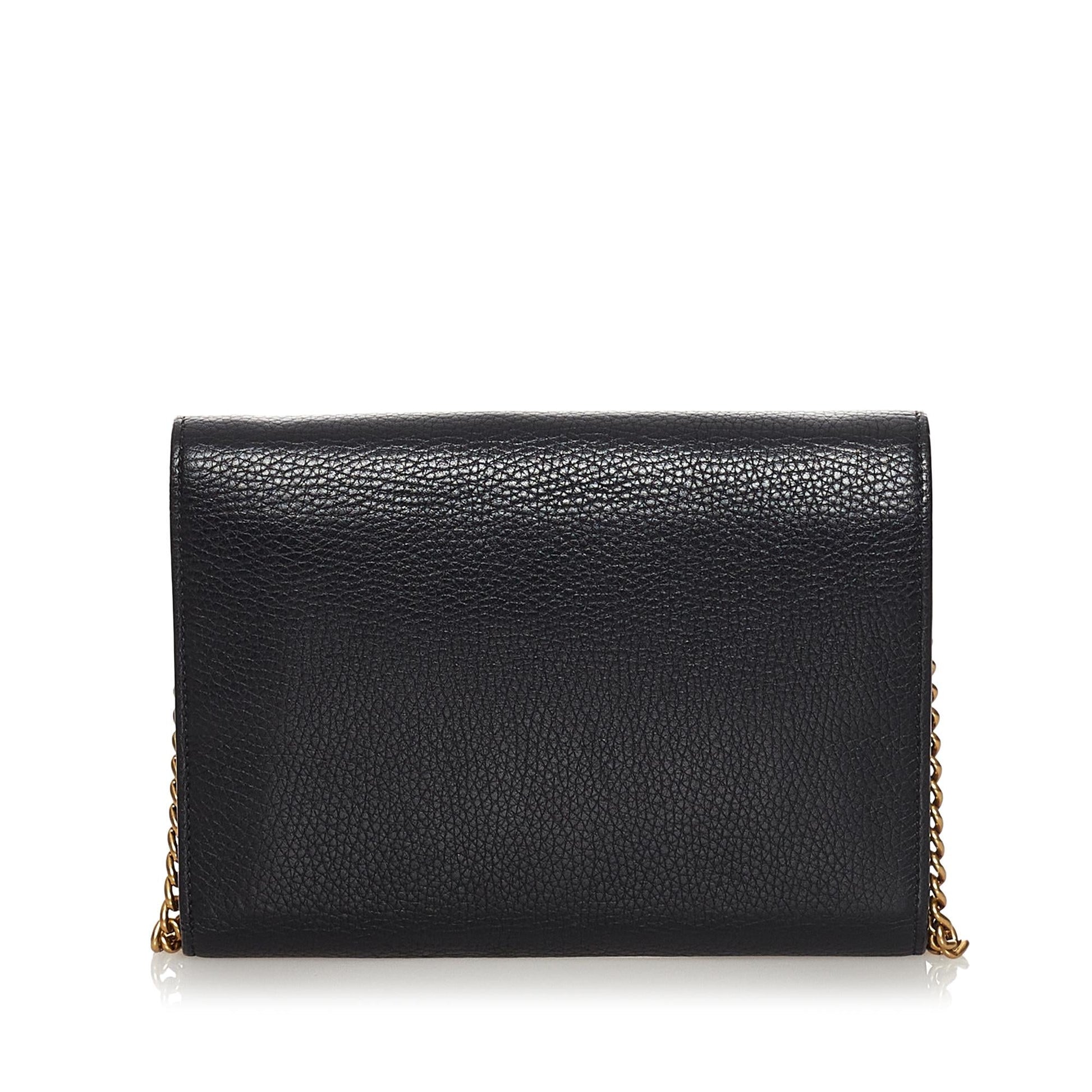 Gucci GG Marmont Wallet on SHG Leather Calf Black Chain Crossbody Bag