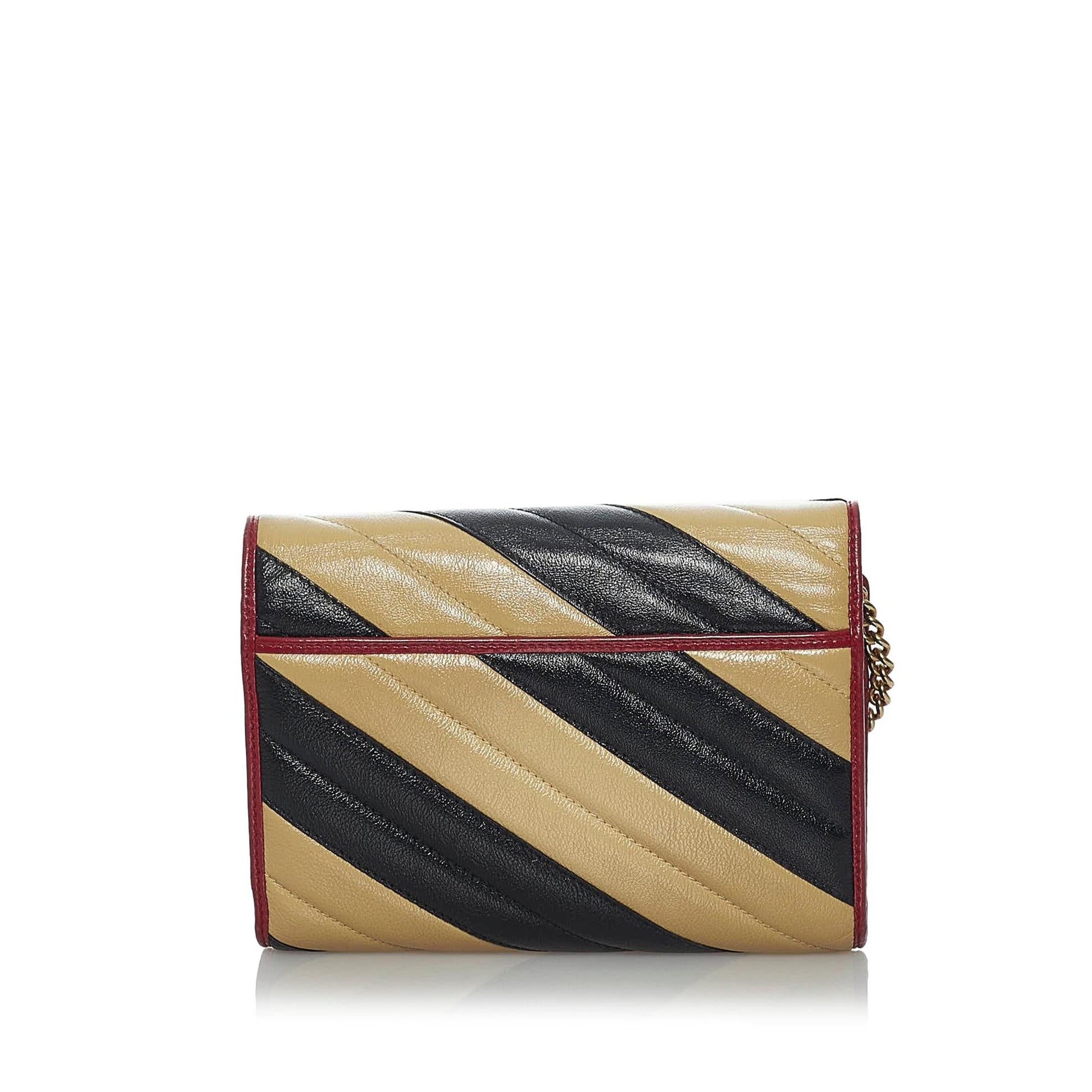 Gucci GG Marmont Wallet on SHG Leather Calf Brown Chain Crossbody Bag