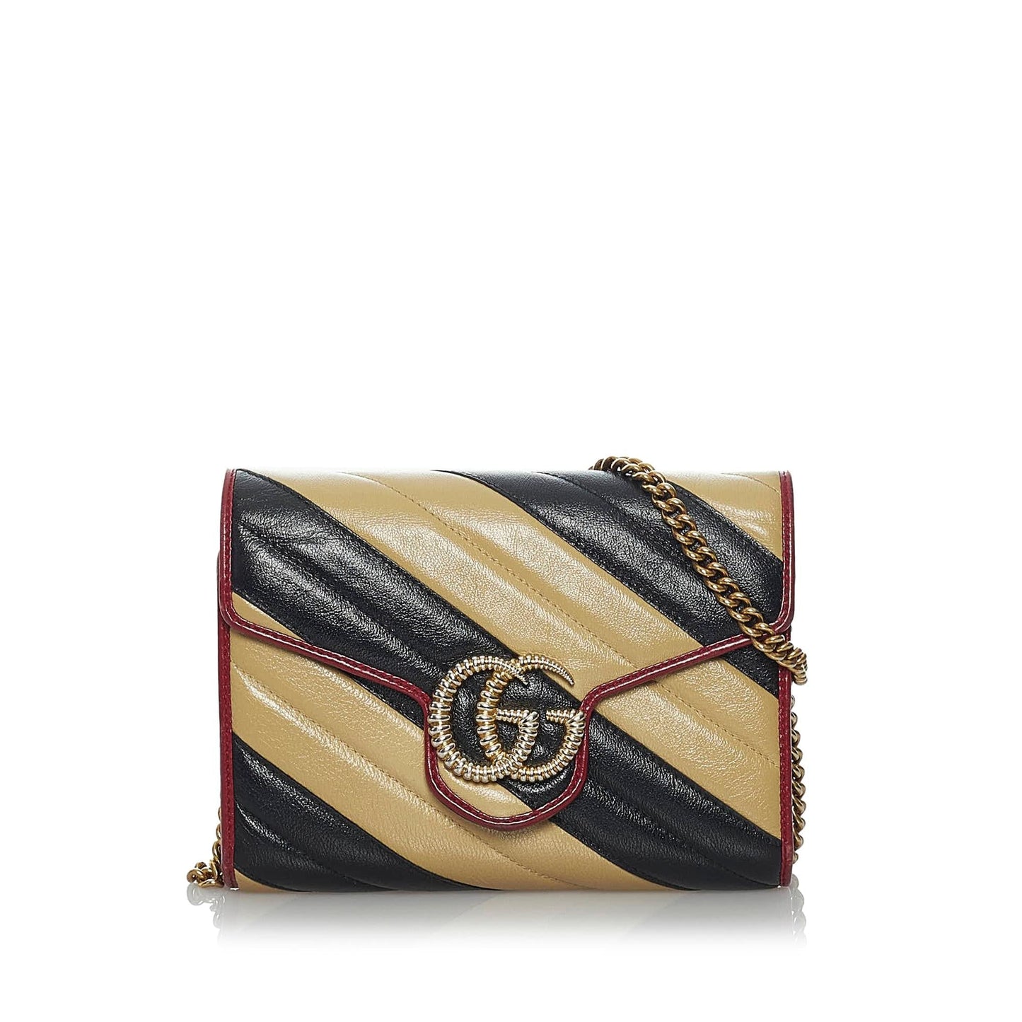 Gucci GG Marmont Wallet on SHG Leather Calf Brown Chain Crossbody Bag