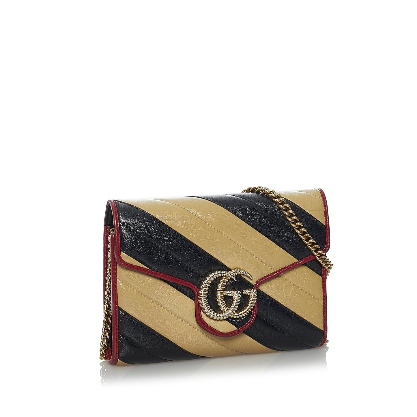 Gucci GG Marmont Wallet on SHG Leather Calf Brown Chain Crossbody Bag
