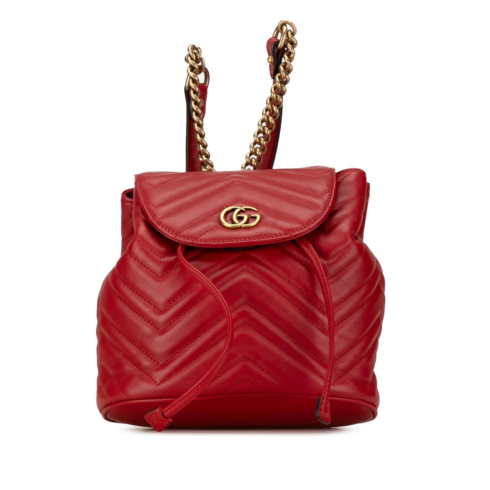 Gucci GG Marmont Backpack Matelasse Calf Red