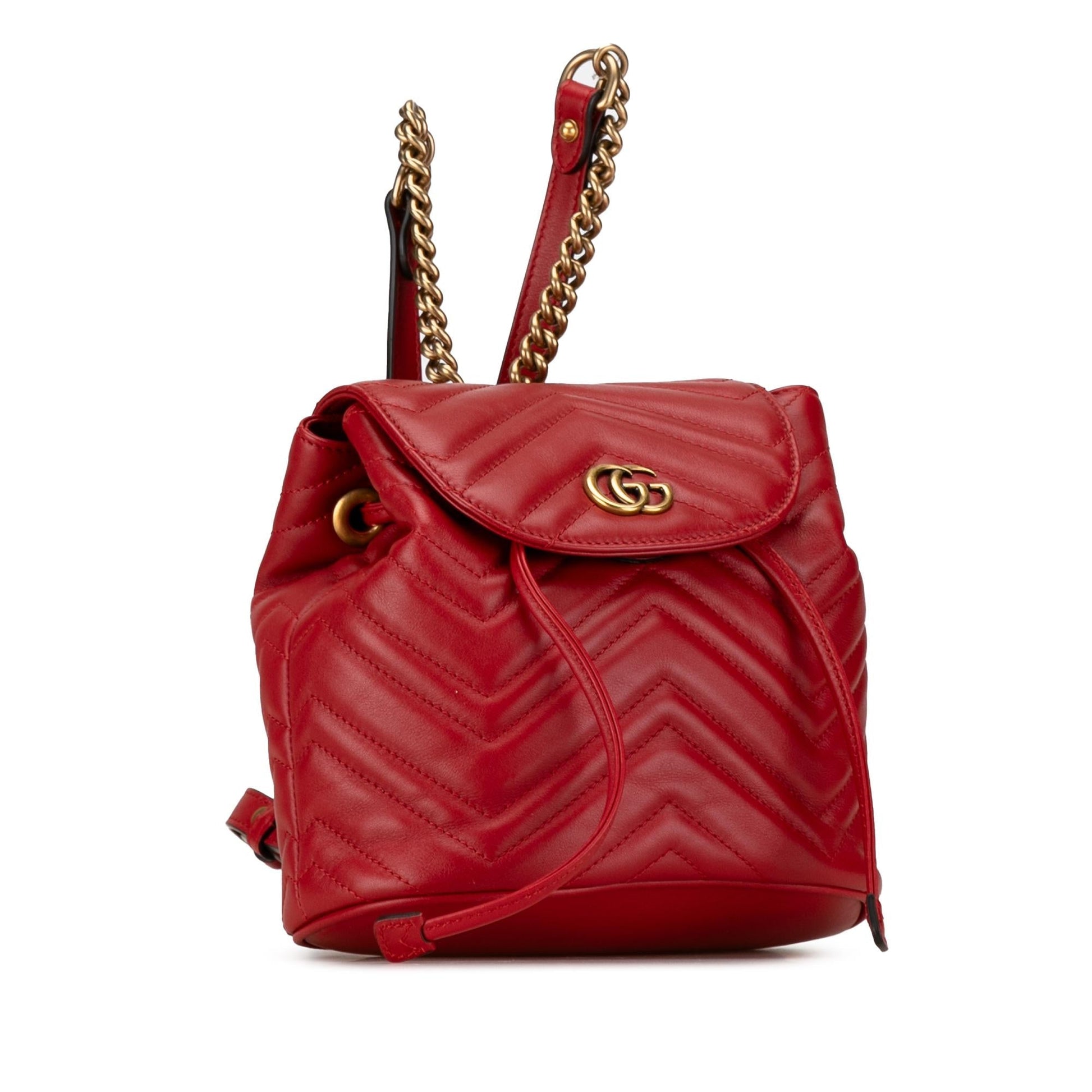 Gucci GG Marmont Backpack Matelasse Calf Red