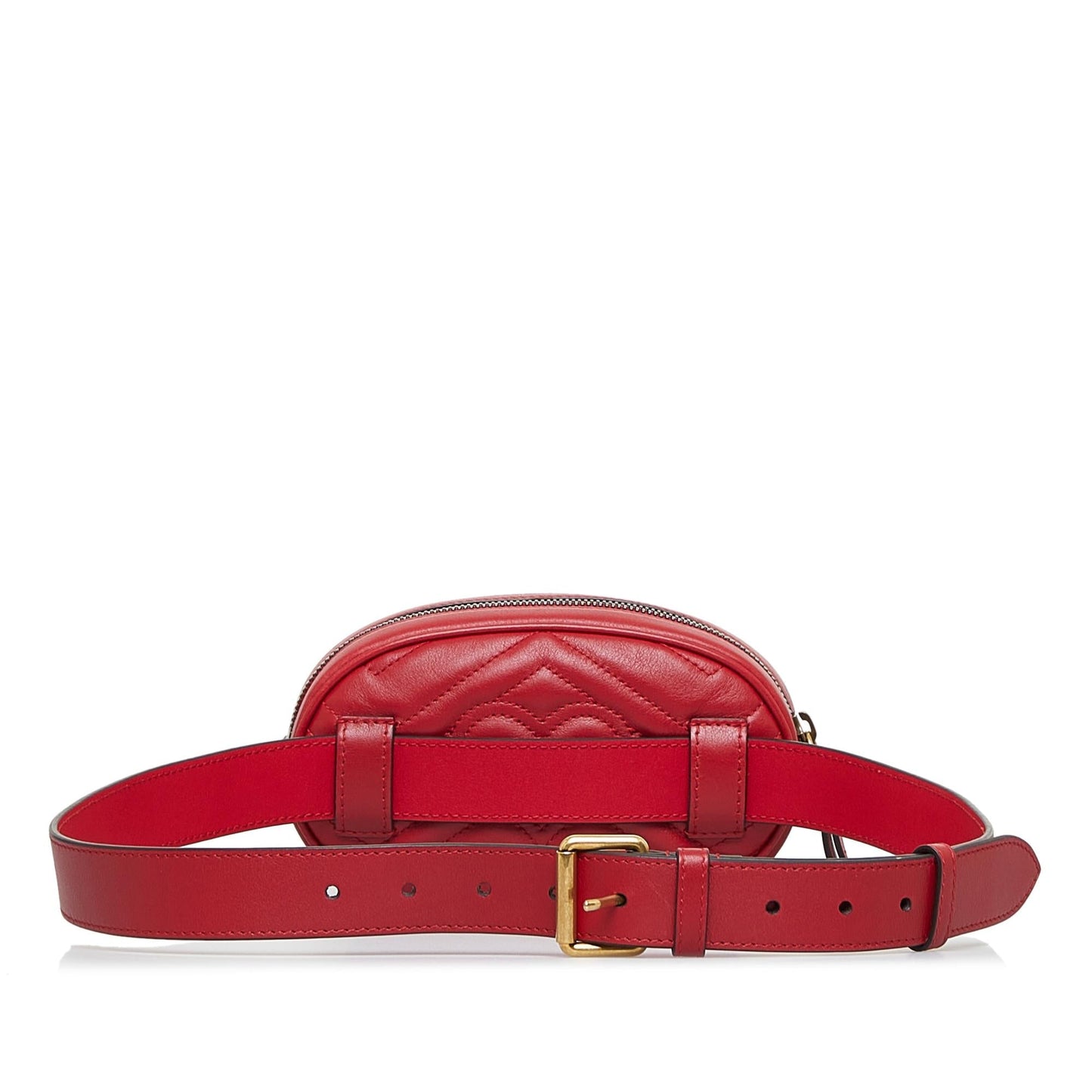 Gucci GG Marmont Belt SHG-rueAua Matelasse Calf Red Accessory