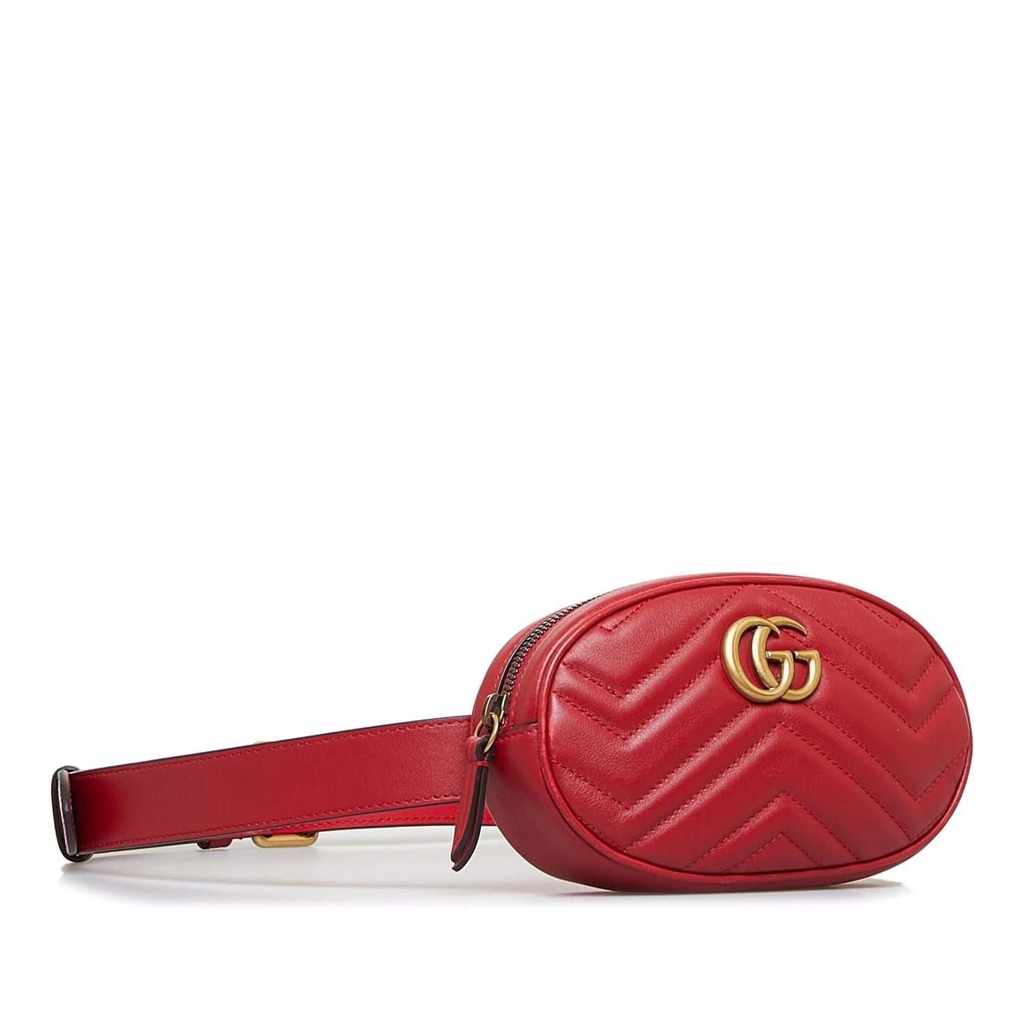 Gucci GG Marmont Belt SHG-rueAua Matelasse Calf Red Accessory