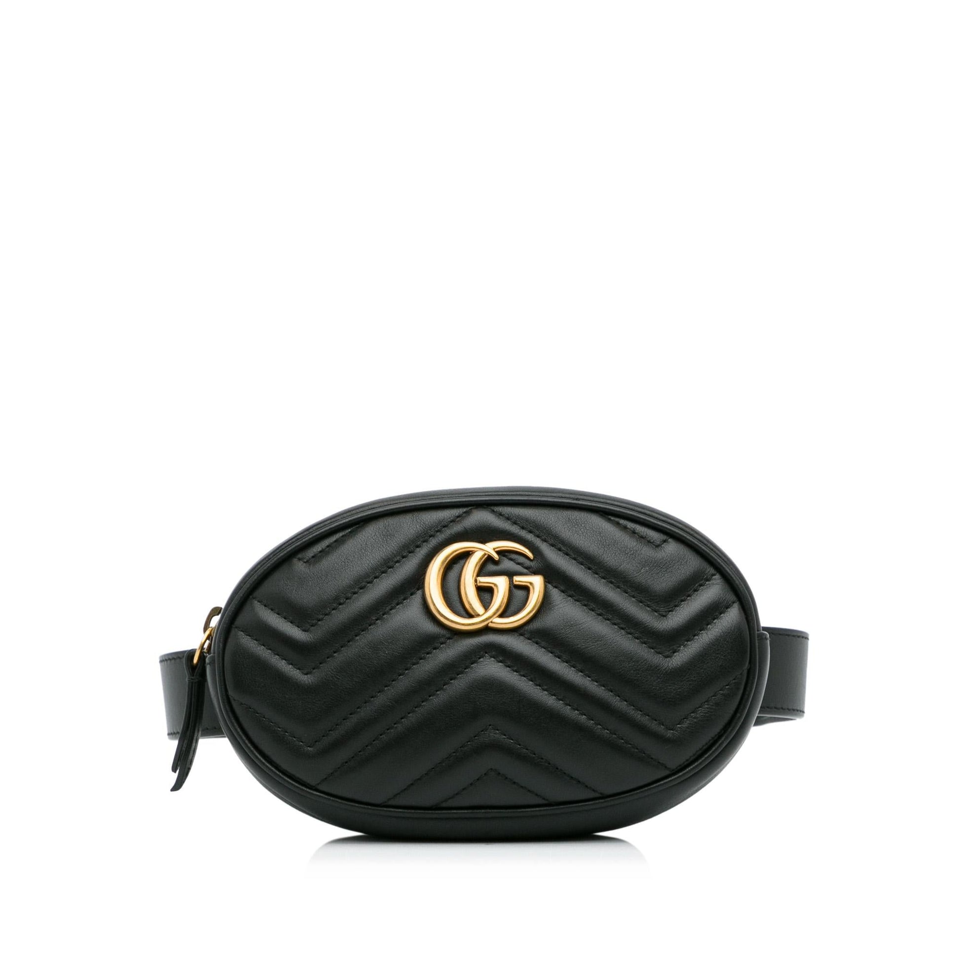 Gucci GG Marmont Belt SHG-zarcVL Matelasse Calf Black Accessory