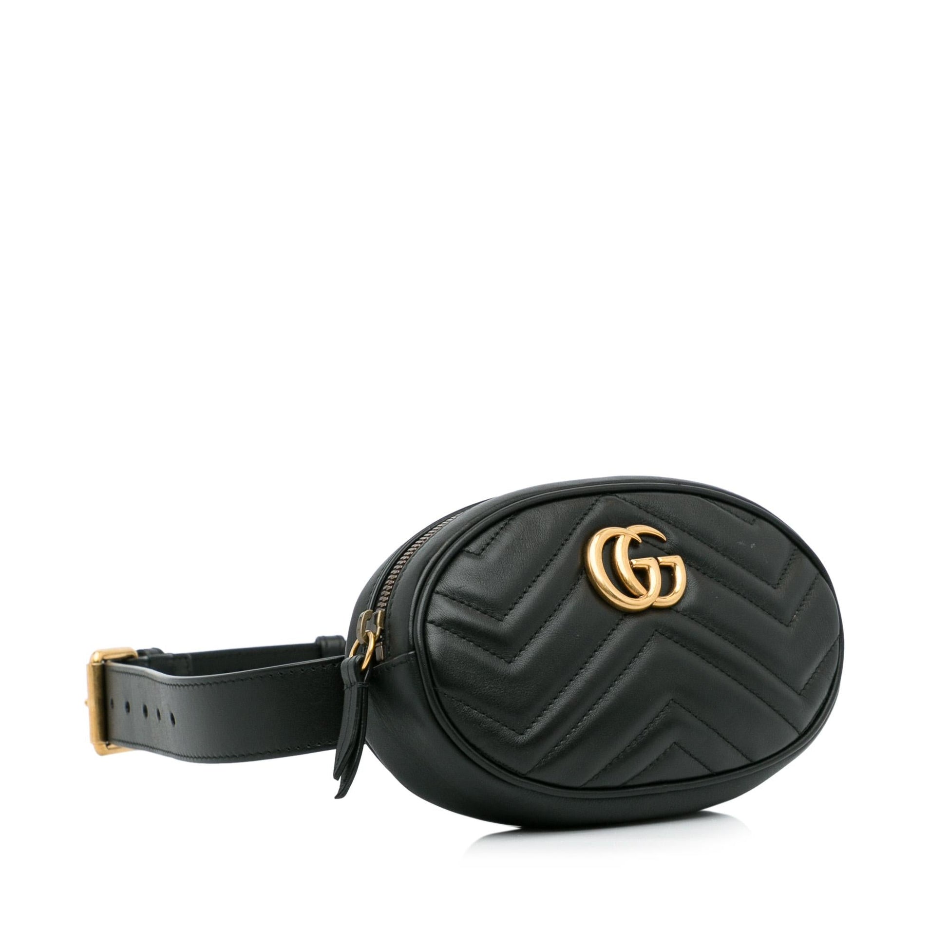 Gucci GG Marmont Belt SHG-zarcVL Matelasse Calf Black Accessory