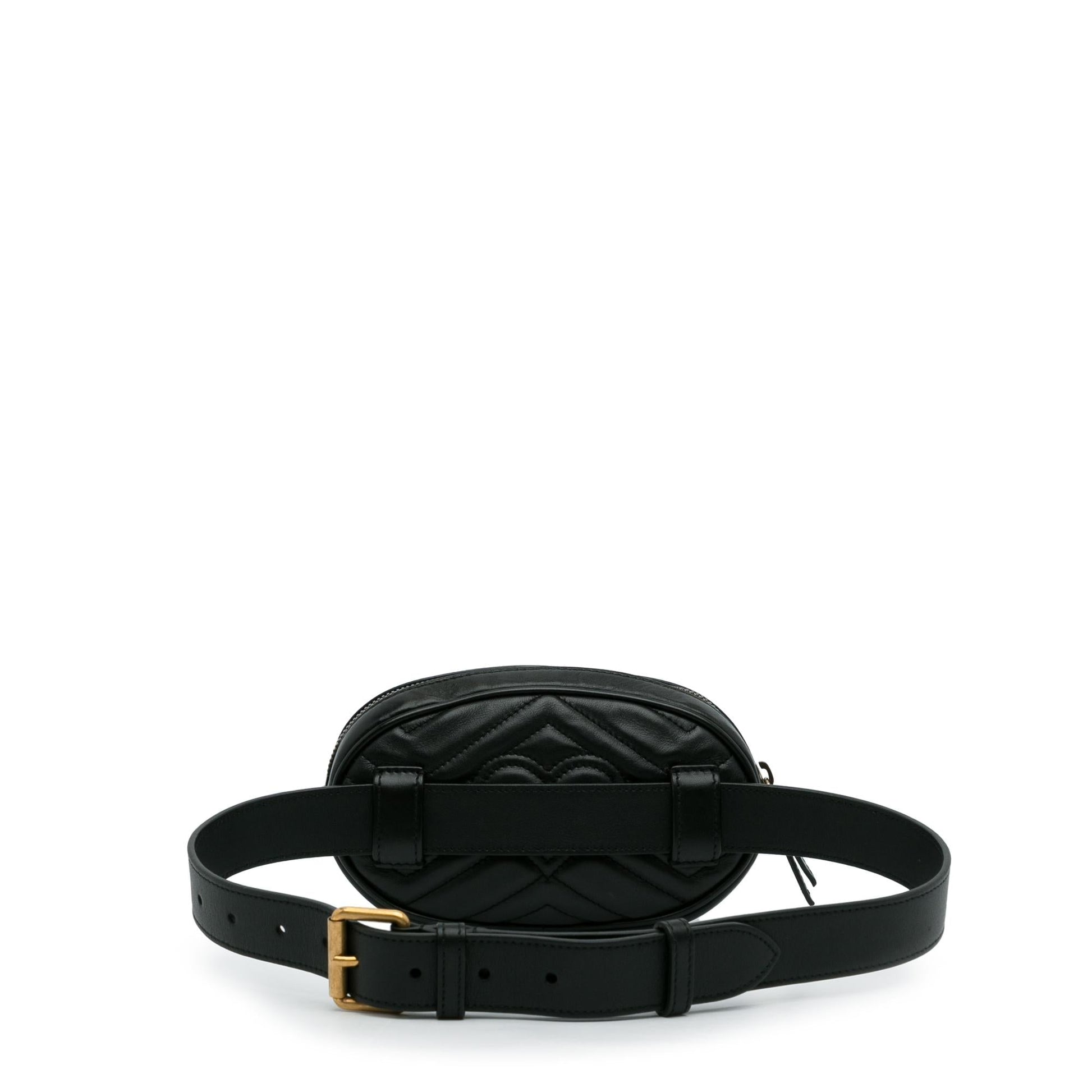 Gucci GG Marmont Belt SHG-ViYF48 Matelasse Calf Black Accessory