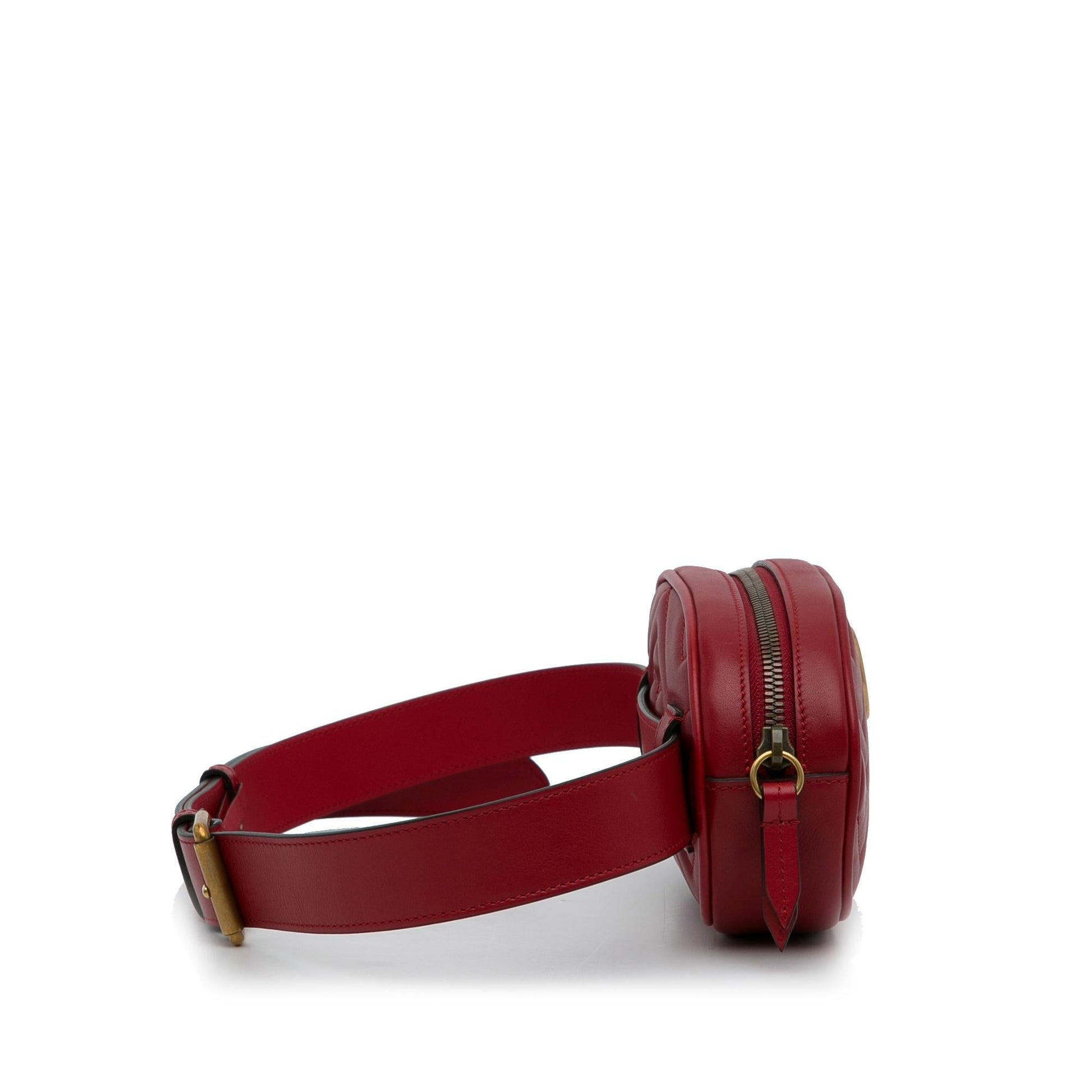 Gucci GG Marmont Belt SHG-4nTAuV Matelasse Calf Red Accessory
