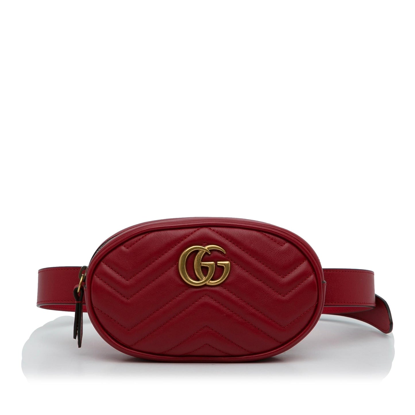 Gucci GG Marmont Belt SHG-4nTAuV Matelasse Calf Red Accessory