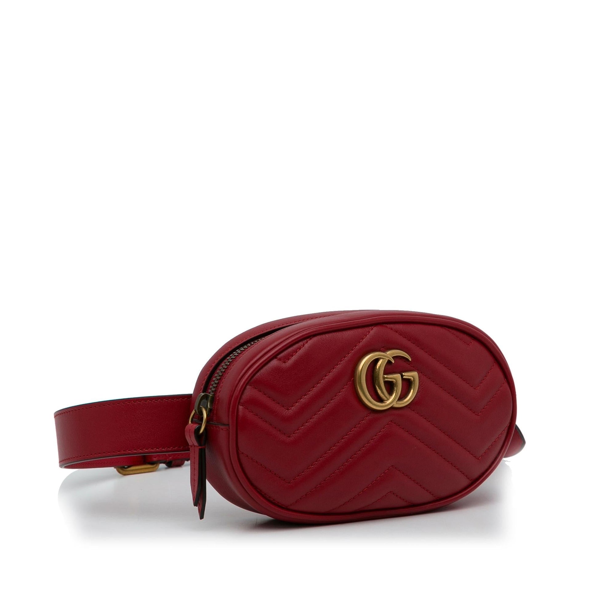 Gucci GG Marmont Belt SHG-4nTAuV Matelasse Calf Red Accessory