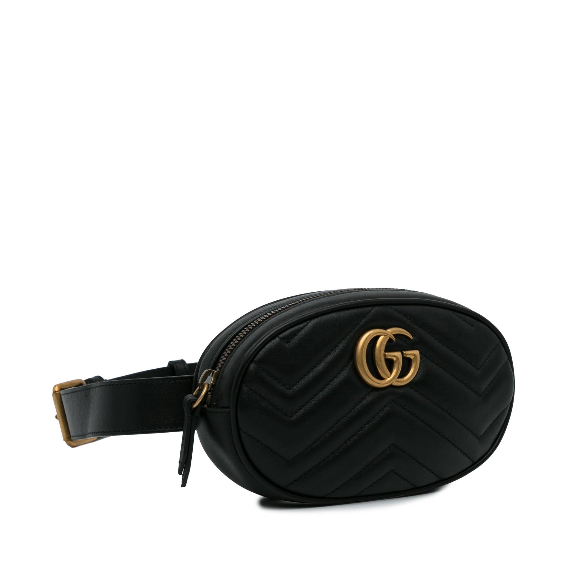 Gucci GG Marmont Belt SHG-AvFlKx Matelasse Calf Black Accessory