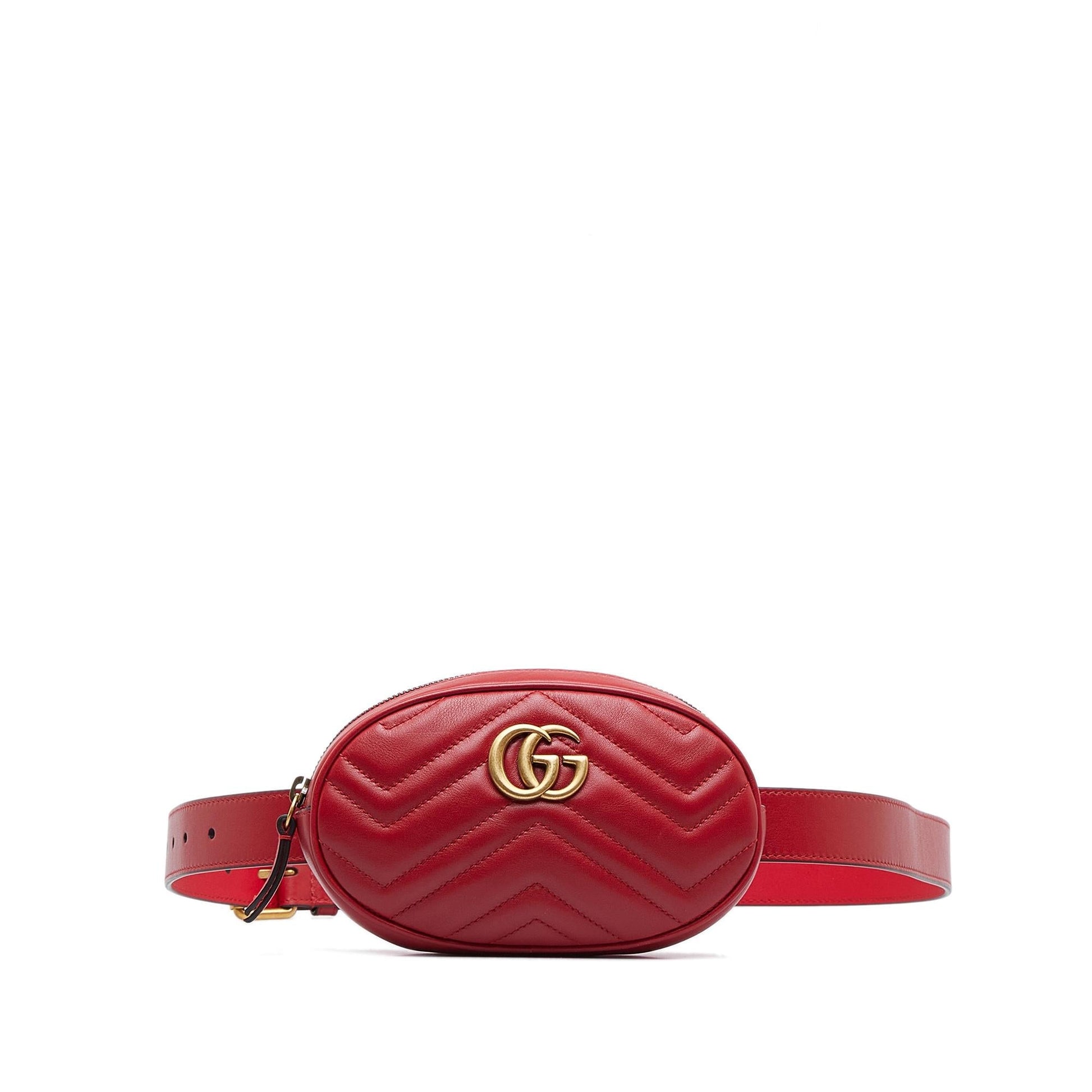 Gucci GG Marmont Belt SHG-2MdPGa Matelasse Calf Red Accessory