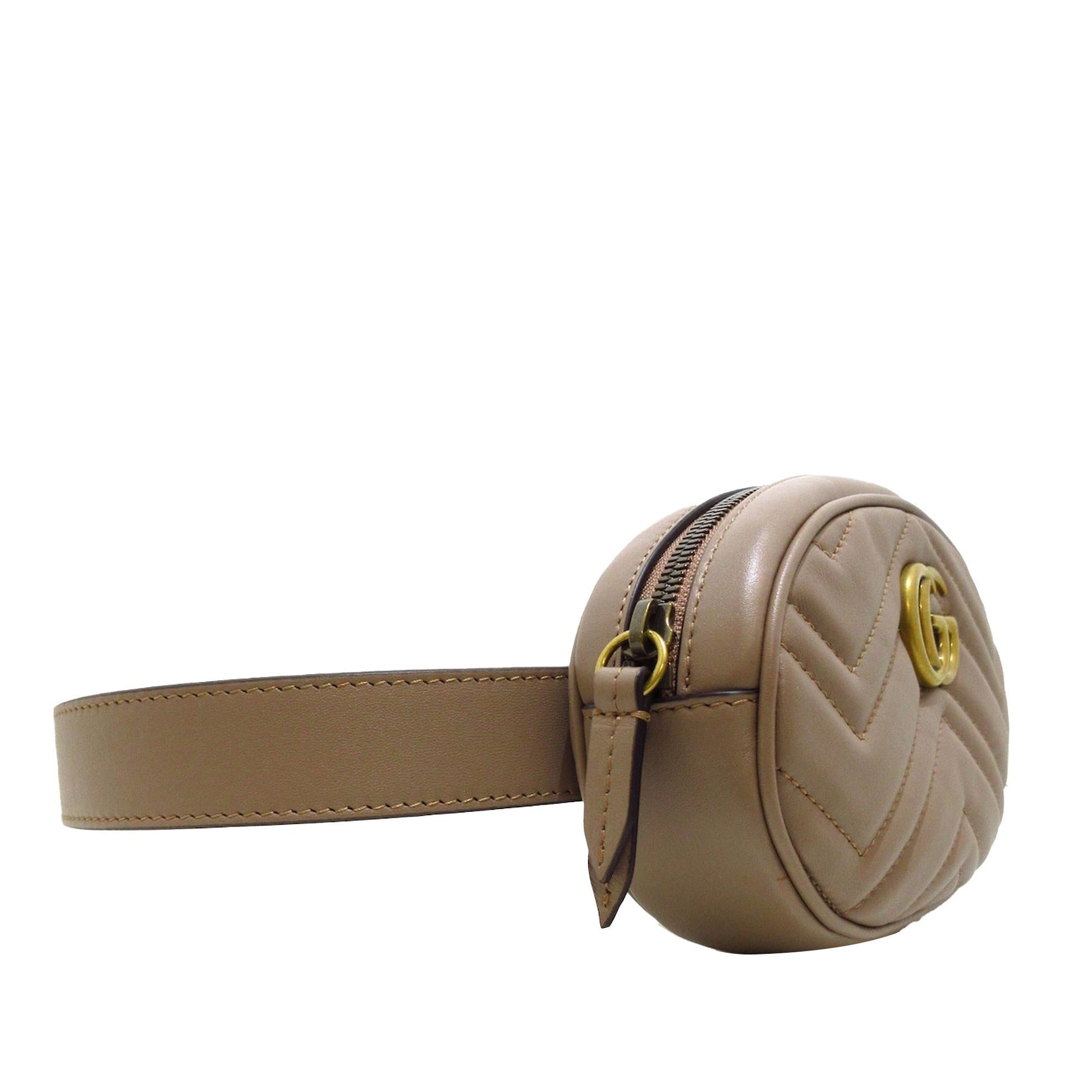 Gucci GG Marmont Belt SHG-t3pAuf Matelasse Calf Brown Accessory