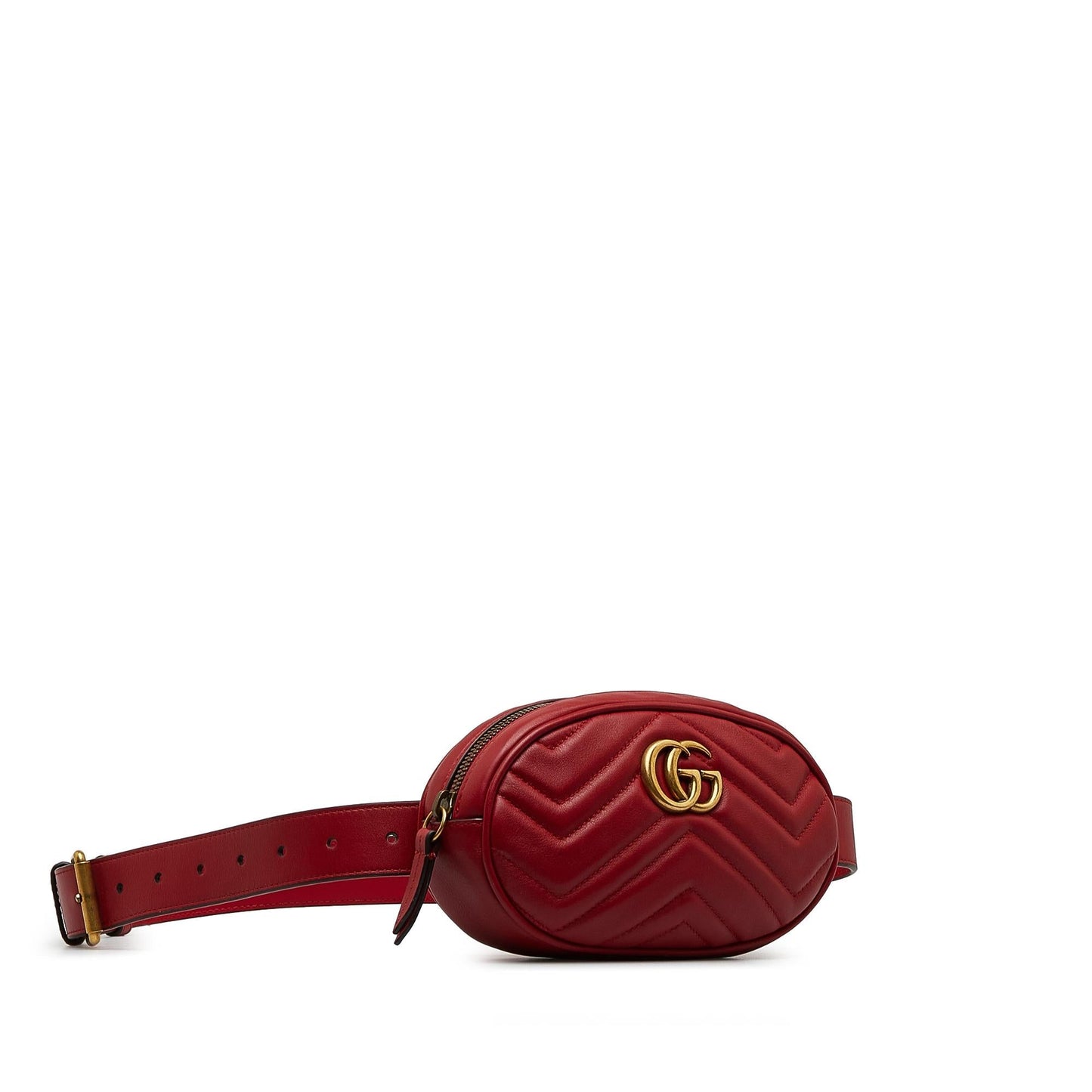 Gucci GG Marmont Belt SHG-p7RawW Matelasse Calf Red Accessory
