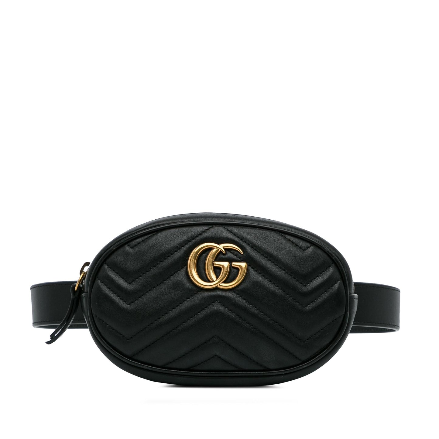 Gucci GG Marmont Belt SHG-NixrlN Matelasse Calf Black Accessory