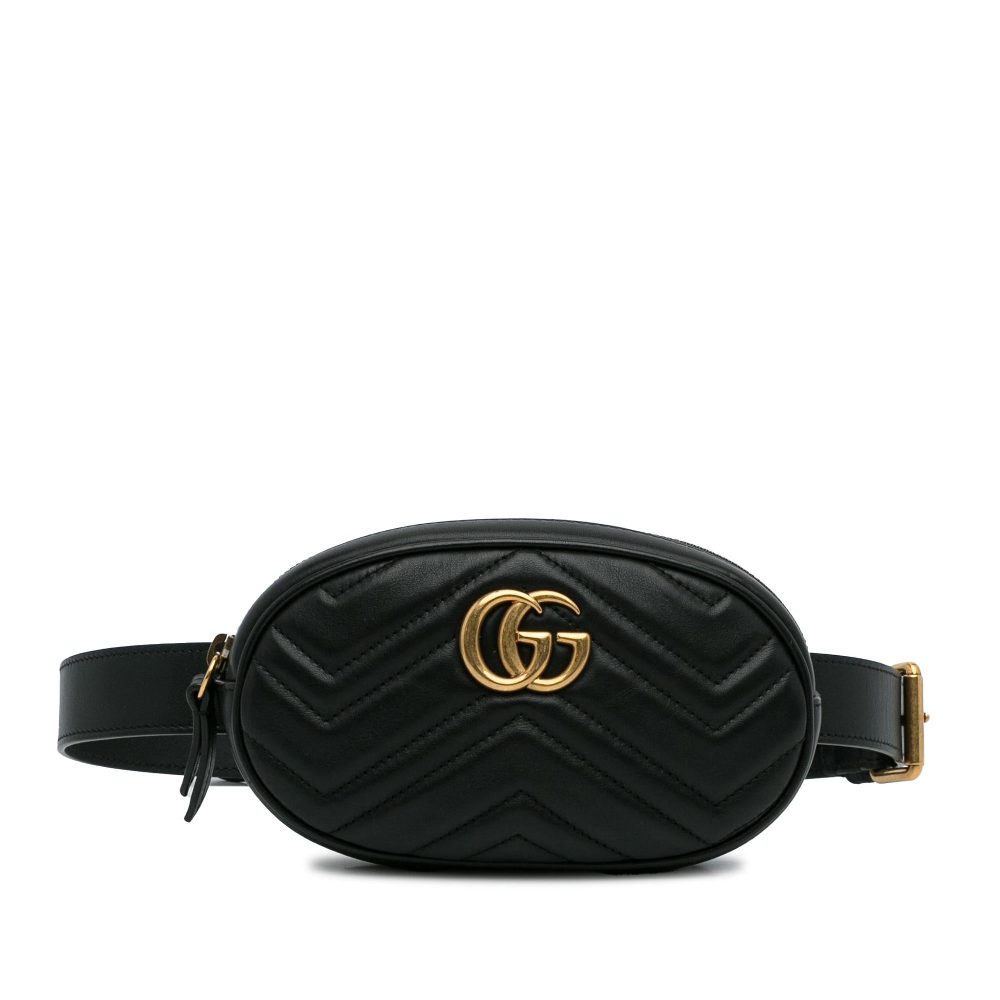 Gucci GG Marmont Belt SHG-MpX2RD Matelasse Calf Black Accessory
