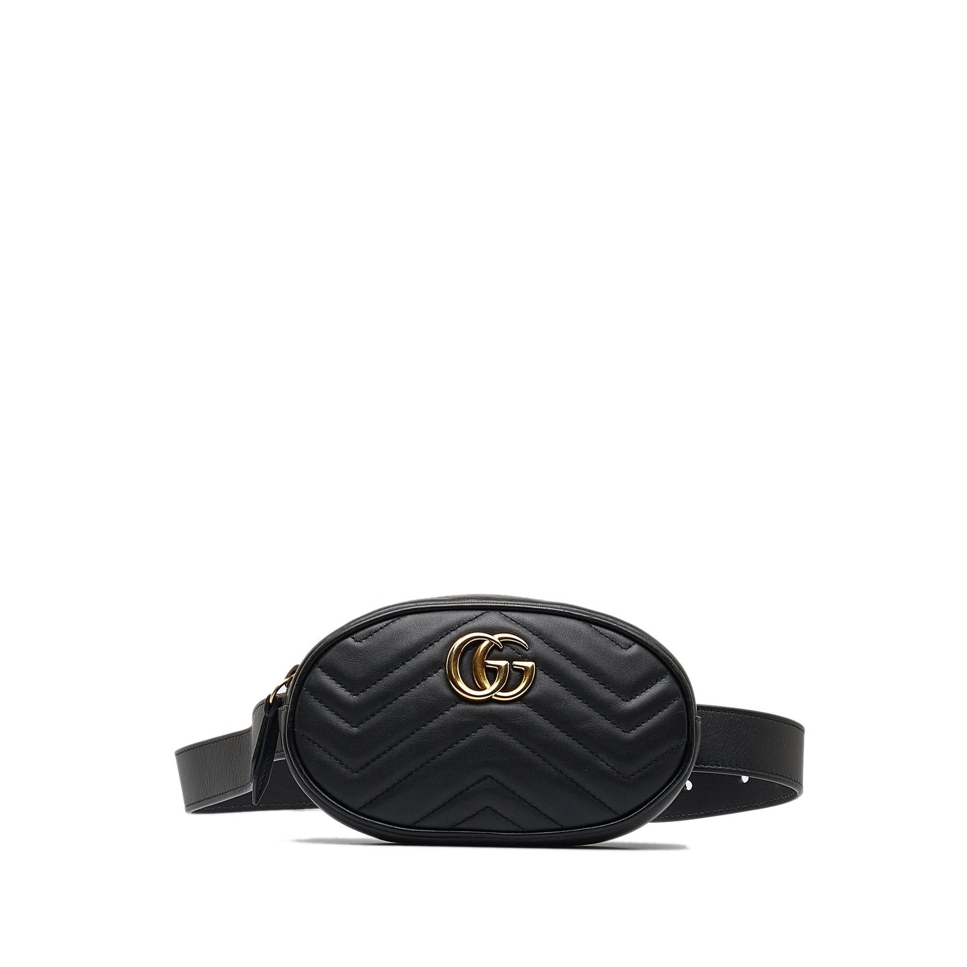 Gucci GG Marmont Belt SHG-gjgn Matelasse Calf Black Accessory