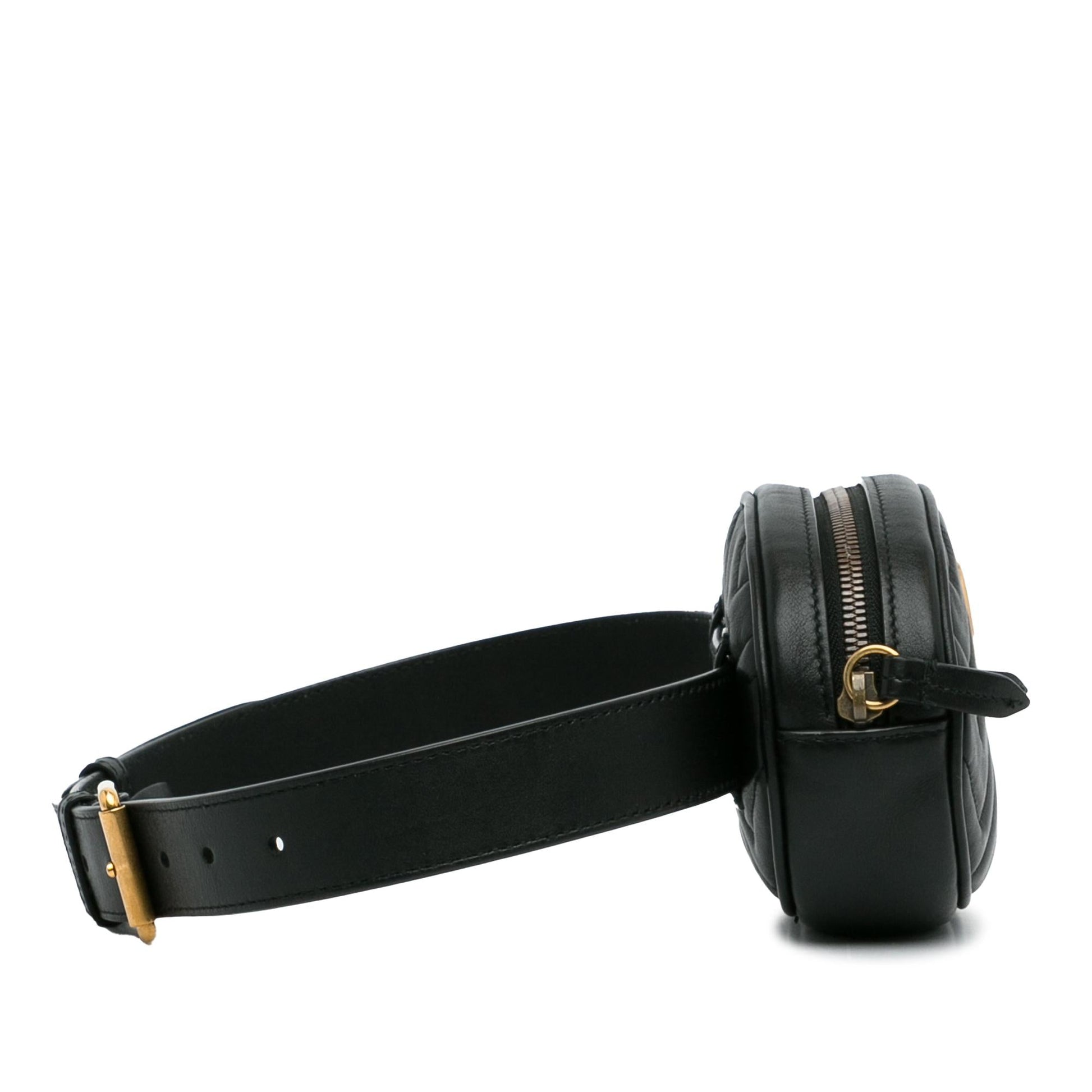 Gucci GG Marmont Belt SHG-gKJdGE Matelasse Calf Black Accessory
