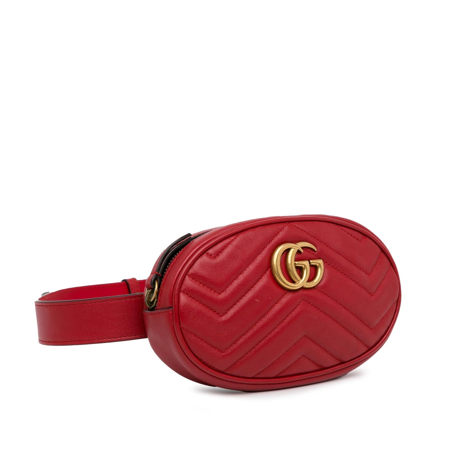 Gucci GG Marmont Belt SHG-wVMBWi Matelasse Calf Red Accessory