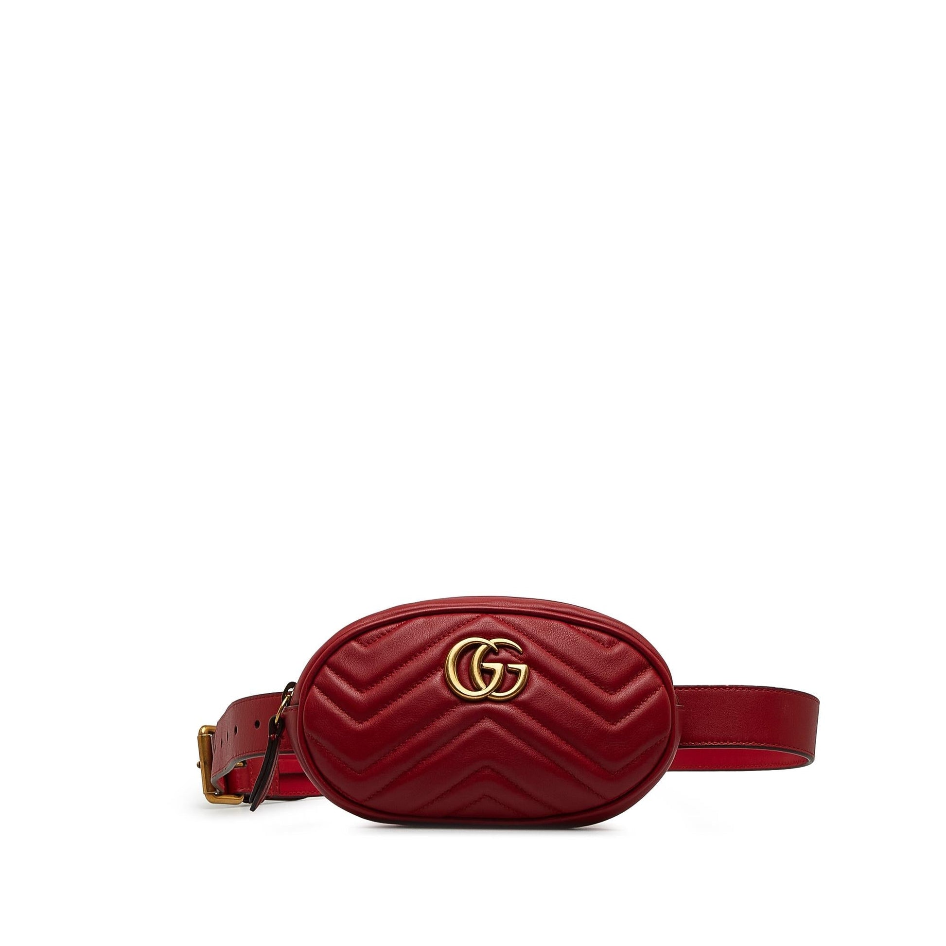 Gucci GG Marmont Belt Matelasse Calf Red Accessory