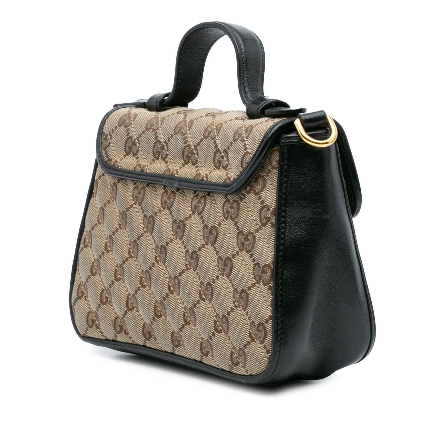 Gucci GG Marmont Top Handle Matelasse Canvas Calf Brown Satchel Bag Bag 1