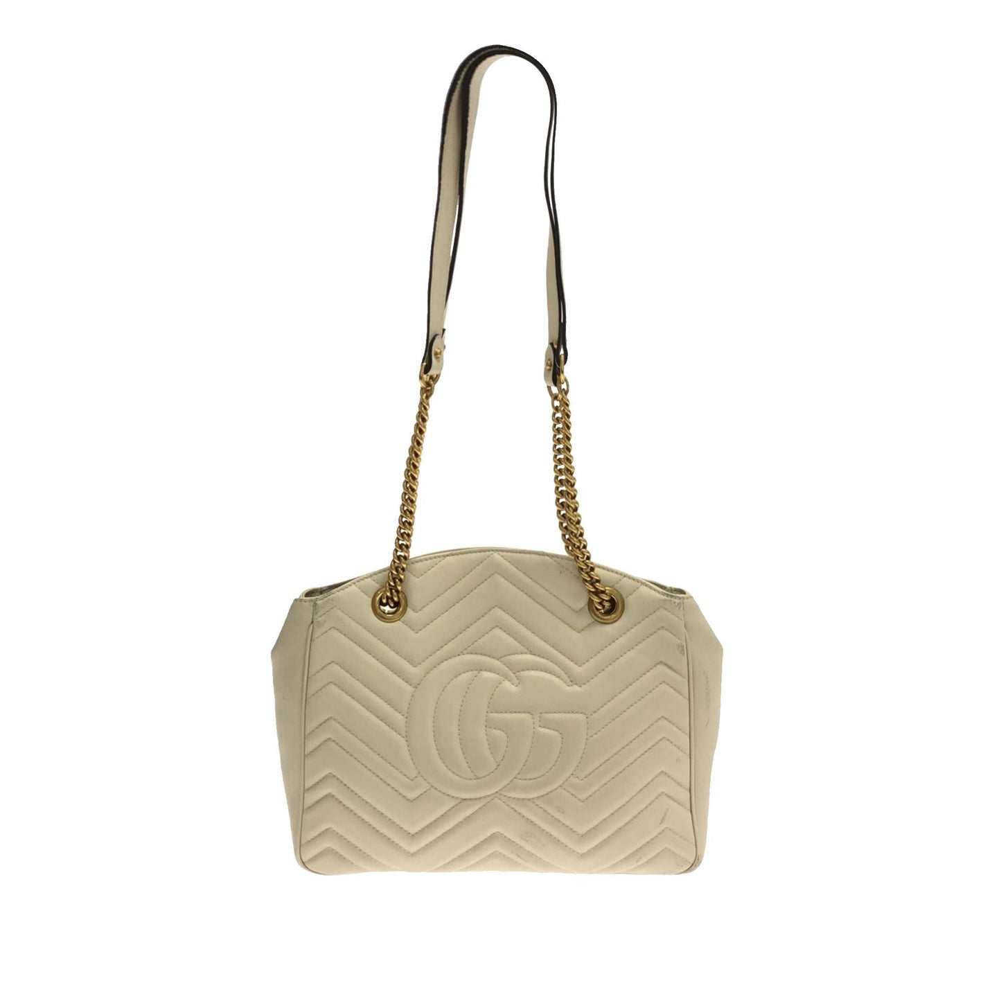 Gucci GG Marmont SHG-iMHDhJ Matelasse Calf White Chain Tote Bag