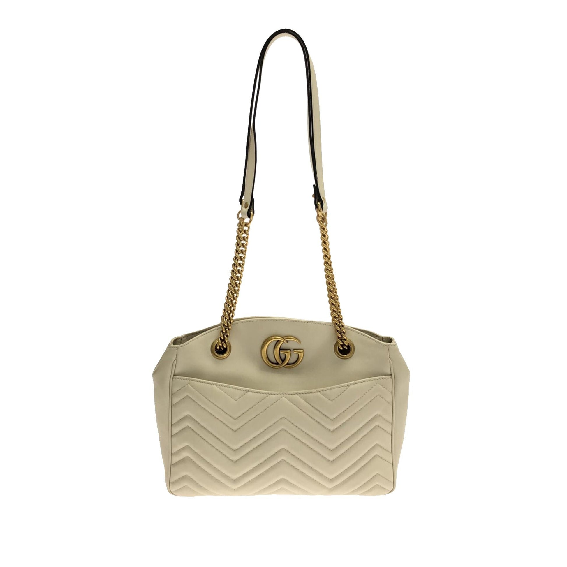 Gucci GG Marmont SHG-iMHDhJ Matelasse Calf White Chain Tote Bag