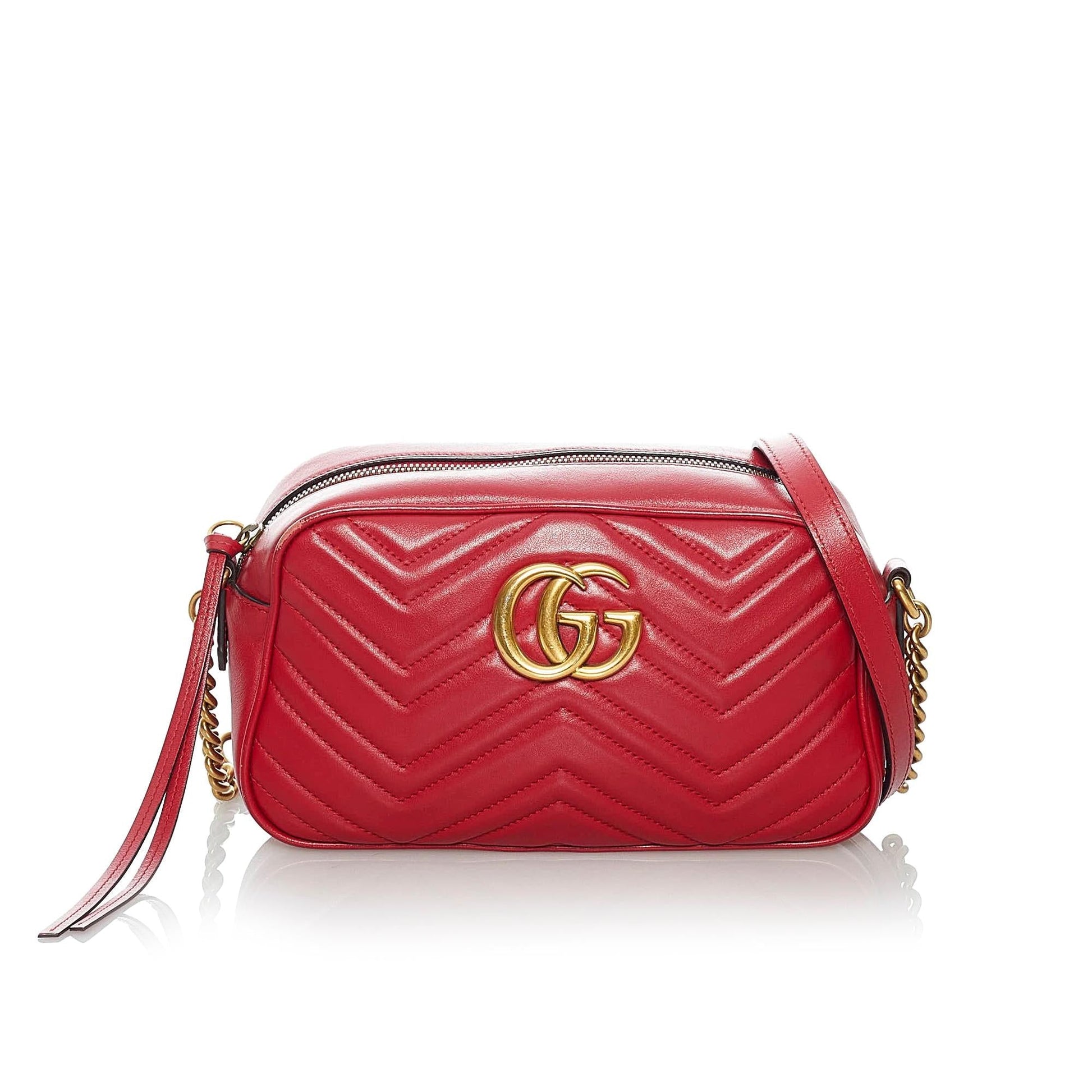 Gucci GG Marmont SHG Matelasse Calf Red Crossbody Bag