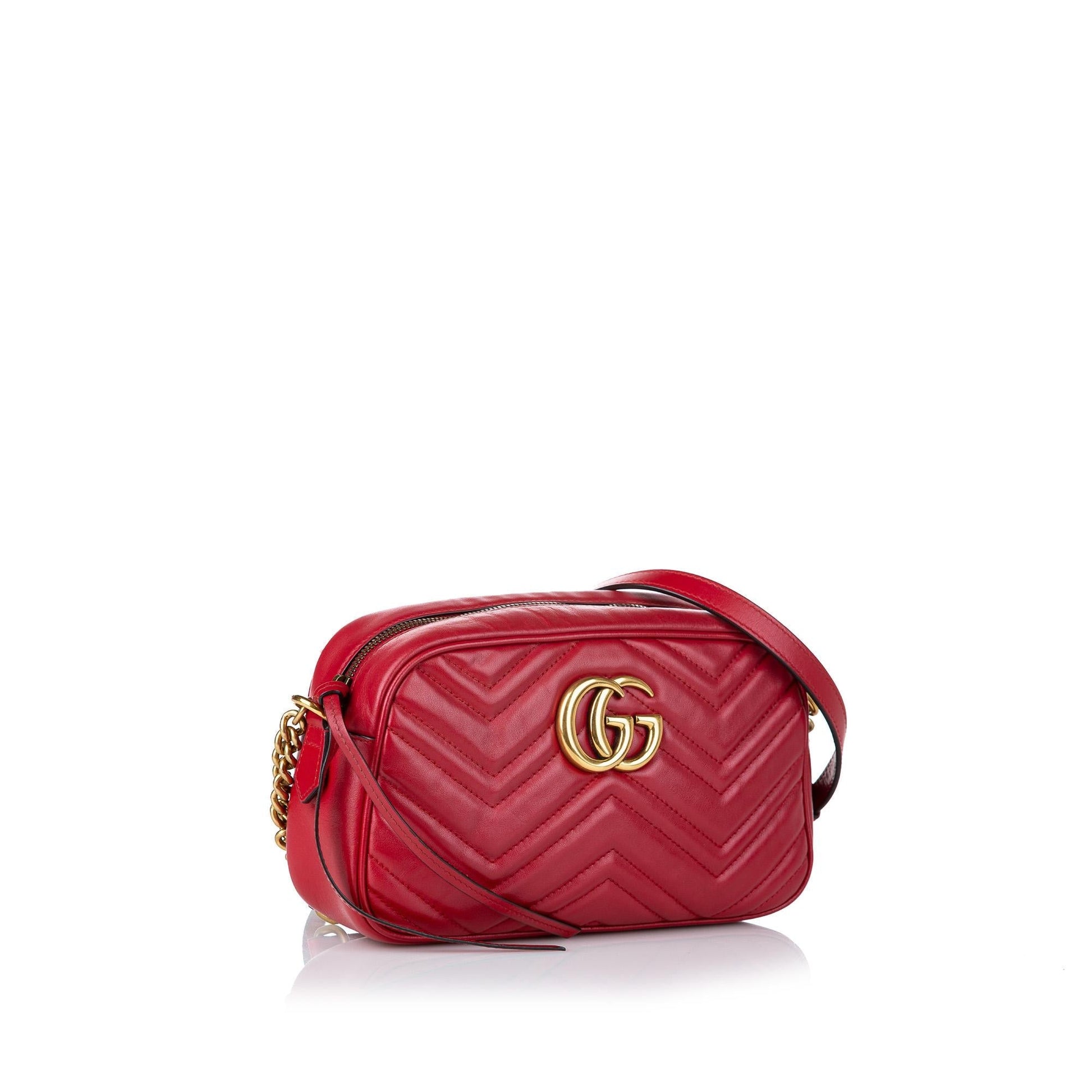 Gucci GG Marmont SHG Matelasse Calf Red Crossbody Bag Bag Shg