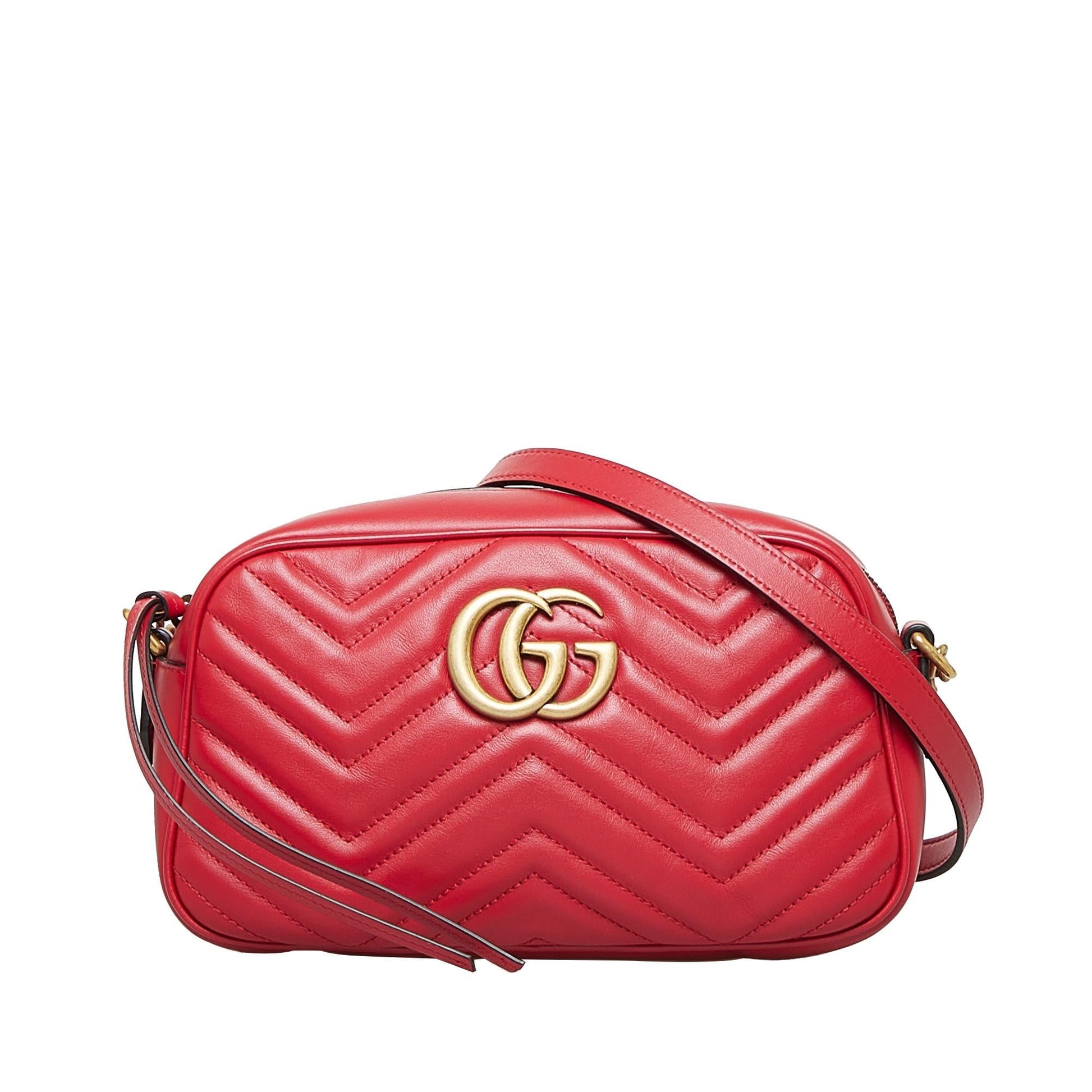 Gucci GG Marmont SHG-u1k51Y Matelasse Calf Red Crossbody Bag