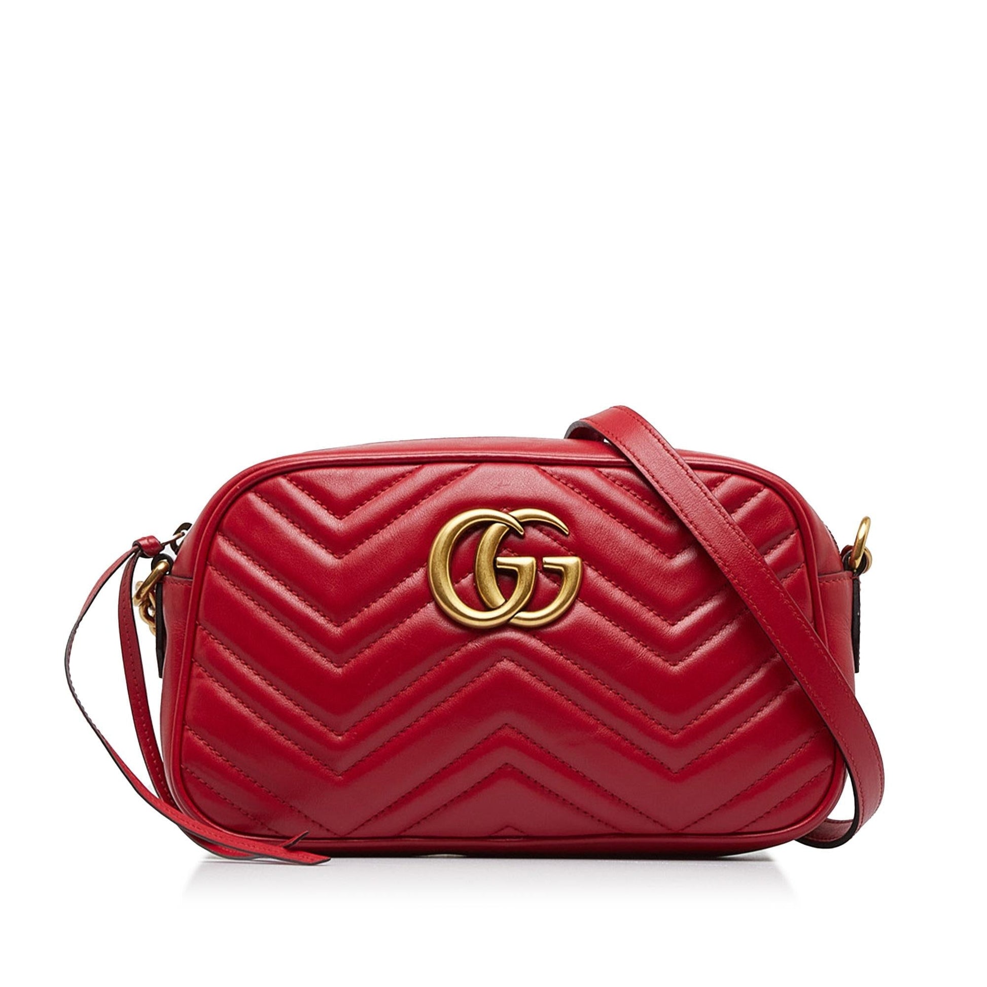 Gucci GG Marmont SHG-NhDdrJ Matelasse Calf Red Crossbody Bag