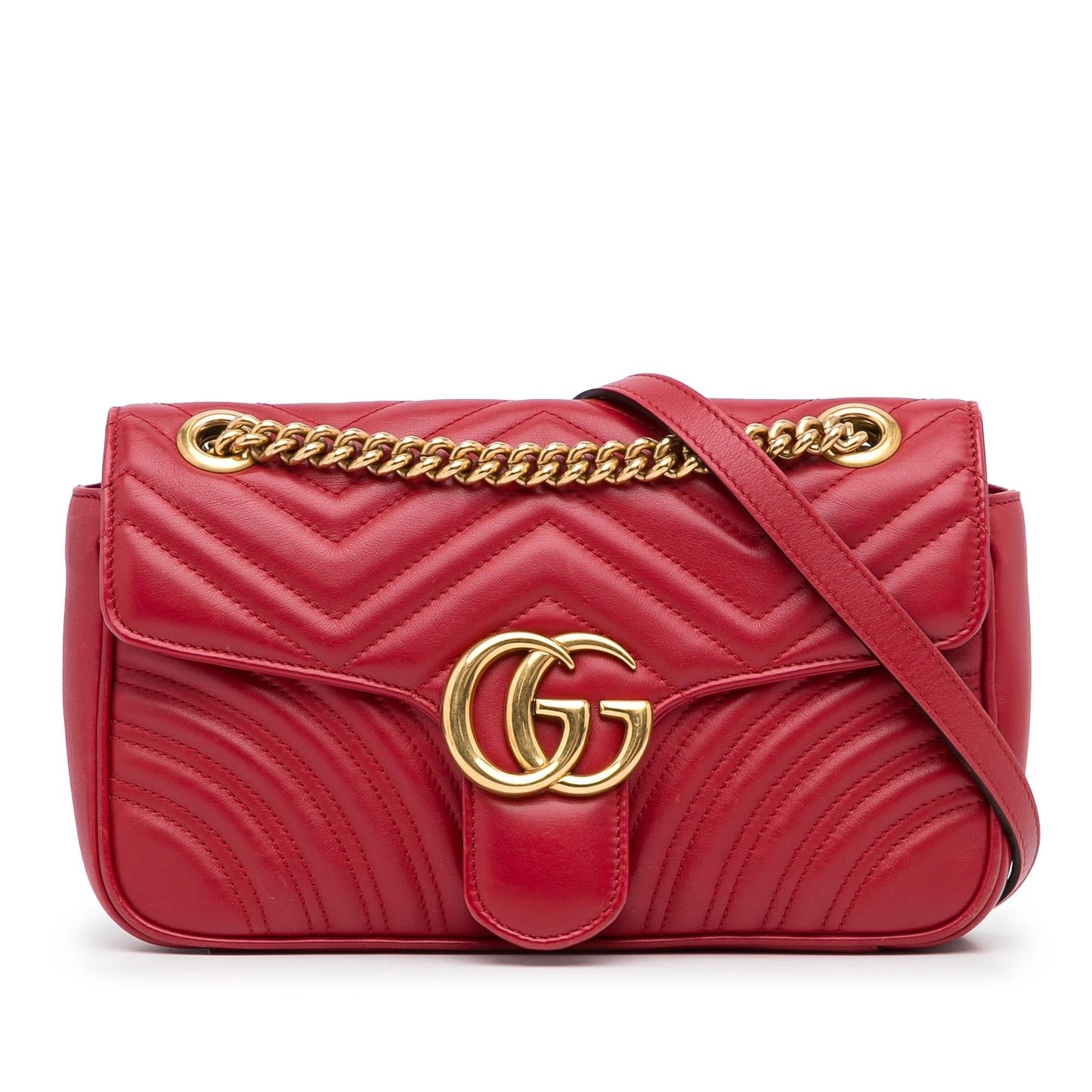 Gucci GG Marmont SHG-R45Ixx Matelasse Calf Red Crossbody Bag