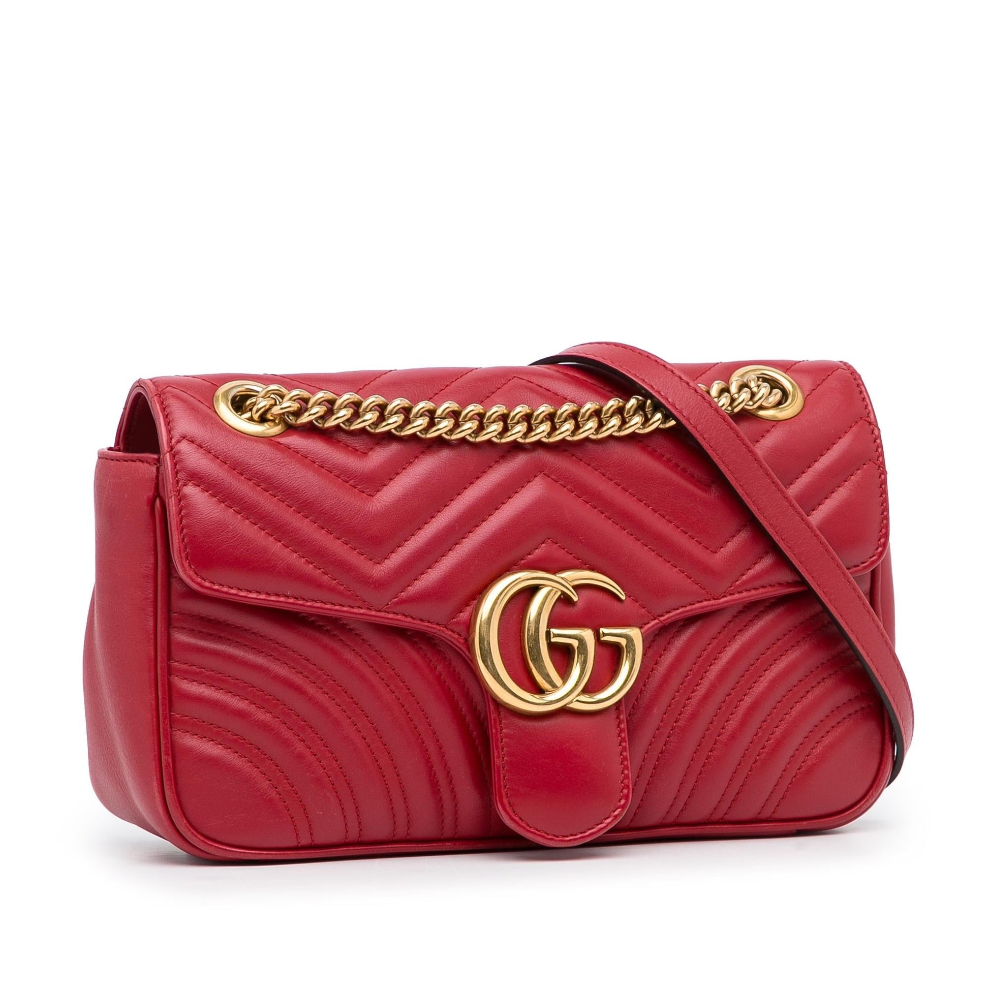 Gucci GG Marmont SHG-R45Ixx Matelasse Calf Red Crossbody Bag