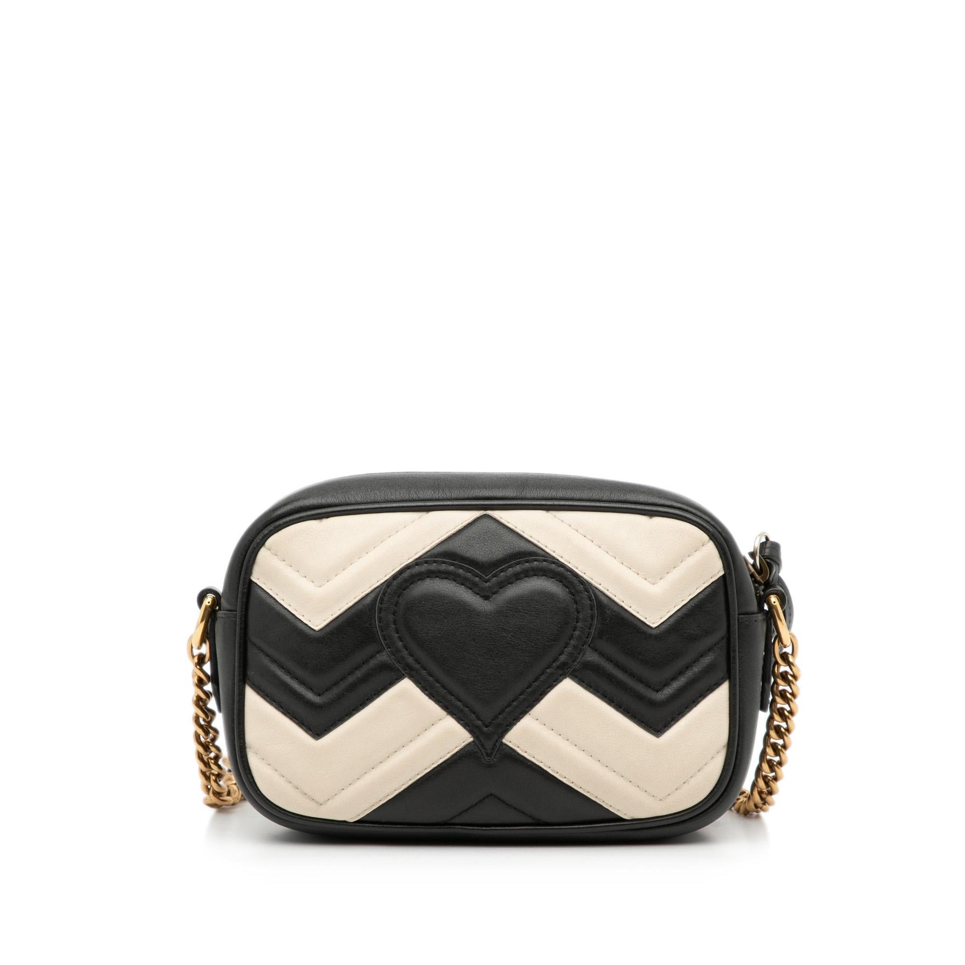 Gucci GG Marmont SHG-xvPkJi Matelasse Calf Black White Crossbody Bag