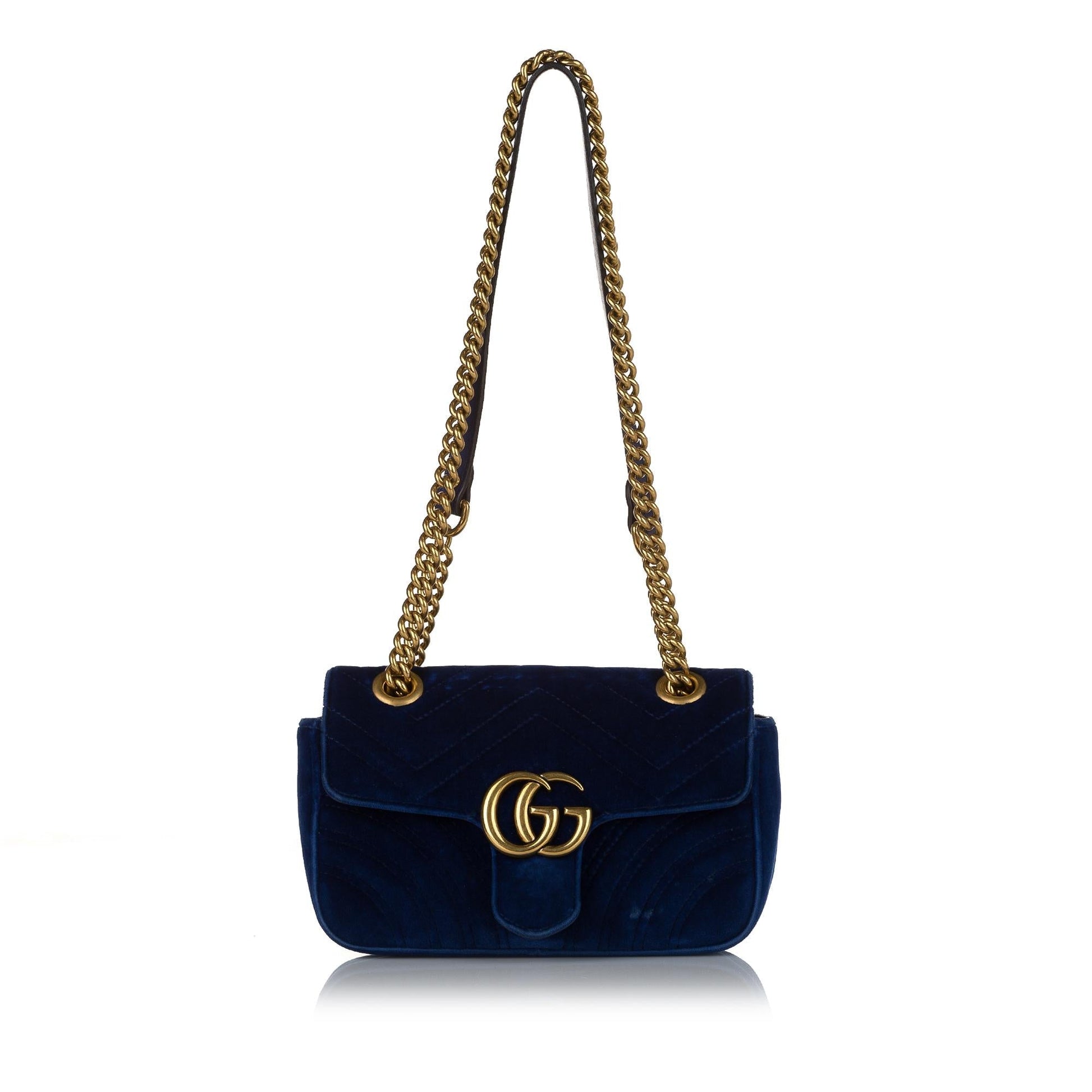 Gucci GG Marmont SHG Matelasse Blue Crossbody Bag