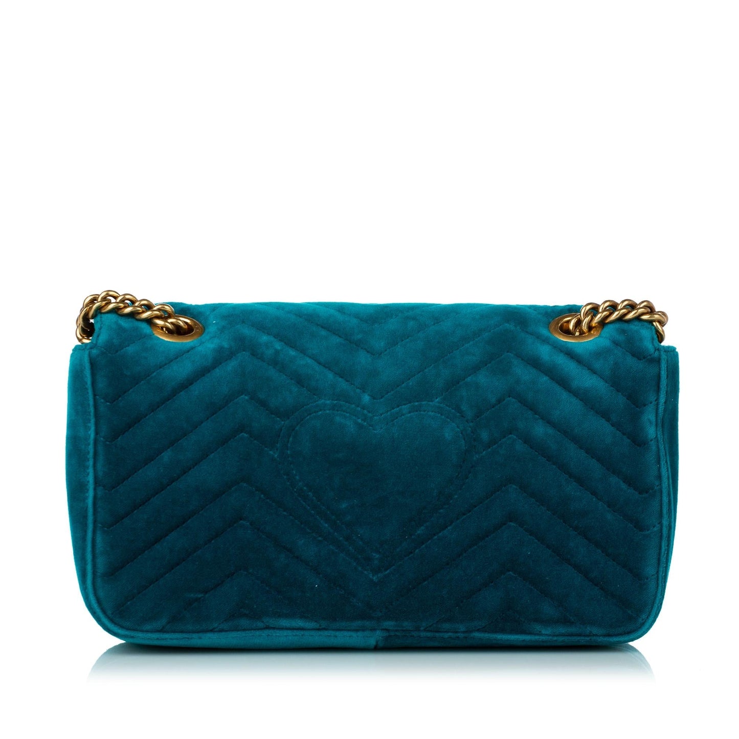 Gucci GG Marmont Embellished Velvet SHG Matelasse Blue Crossbody Bag